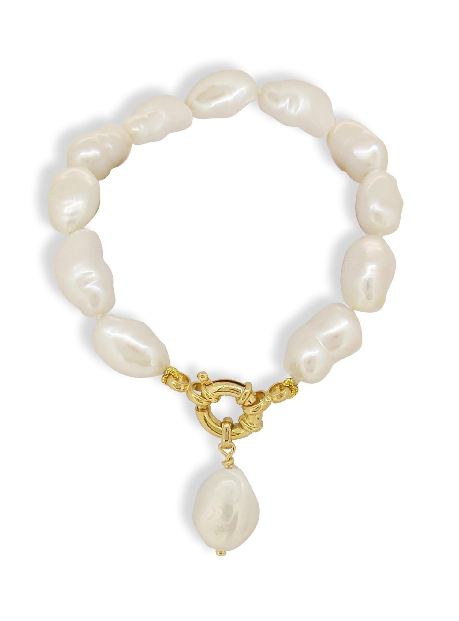 Coco Large Baroque Pearl Boltring Bracelet in 9ct Gold