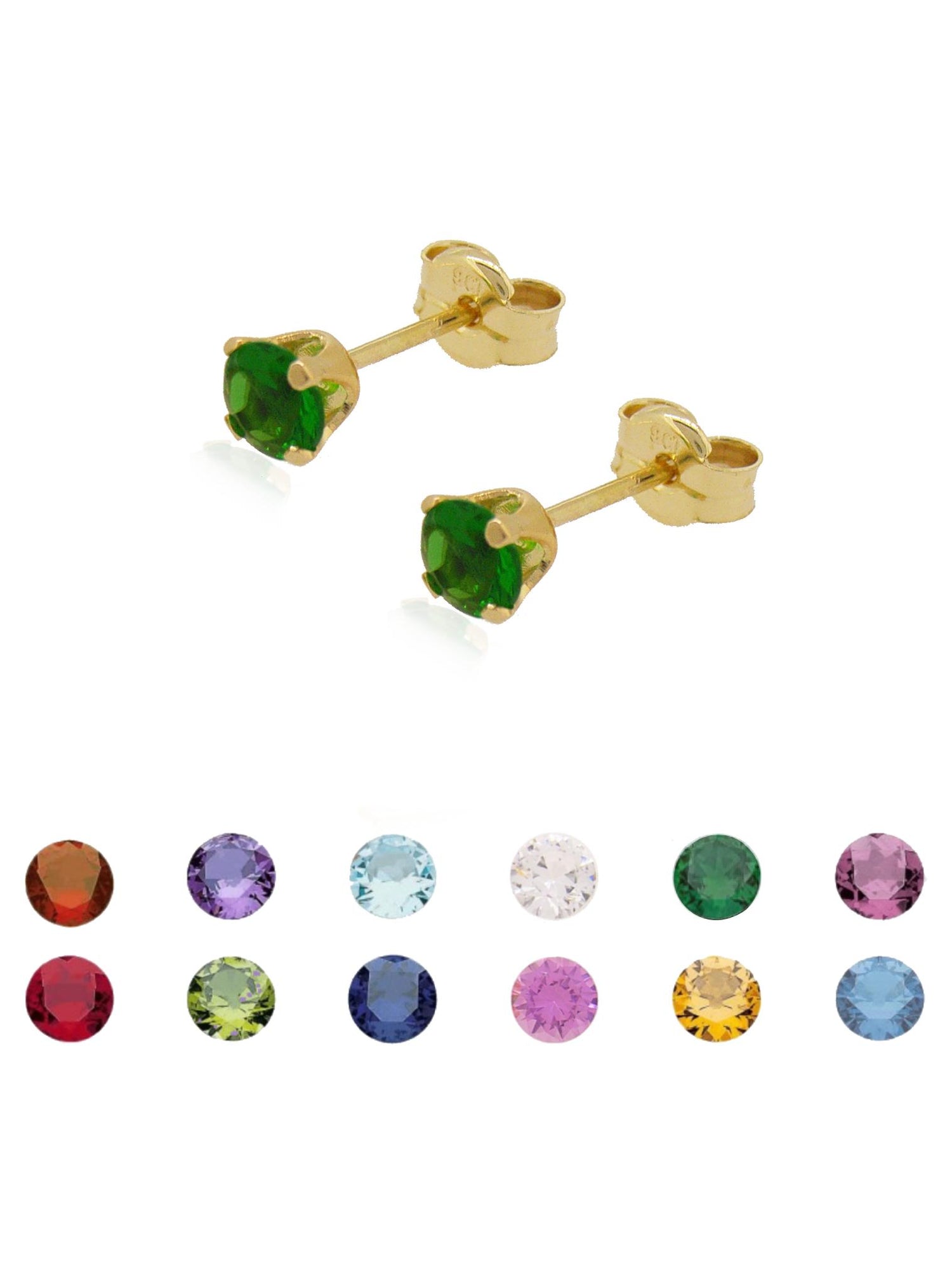 Birthstone 4mm Stud Earrings in 9ct Gold
