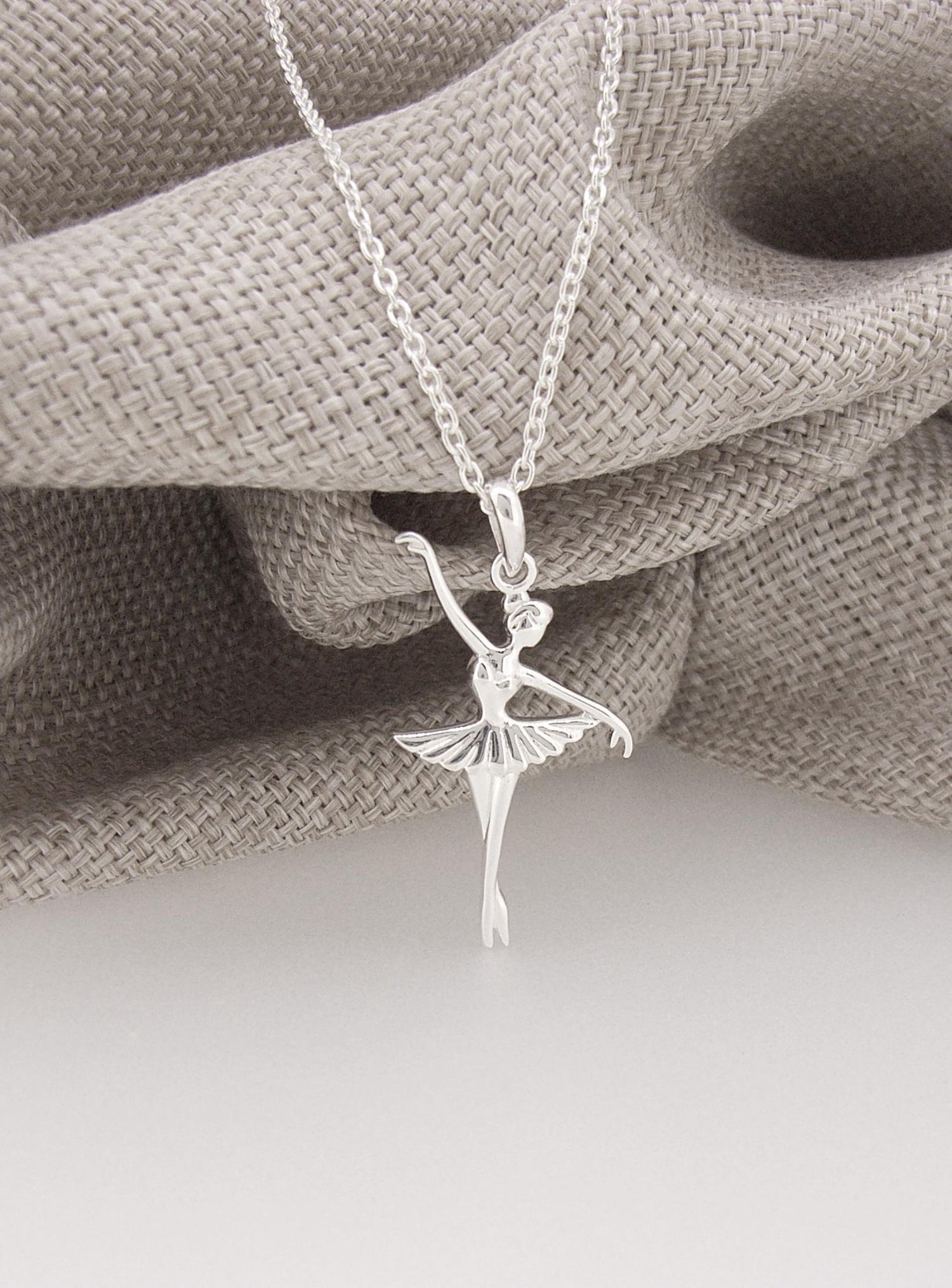 Ballet Dancer Ballerina Charm Necklace in Sterling Silver