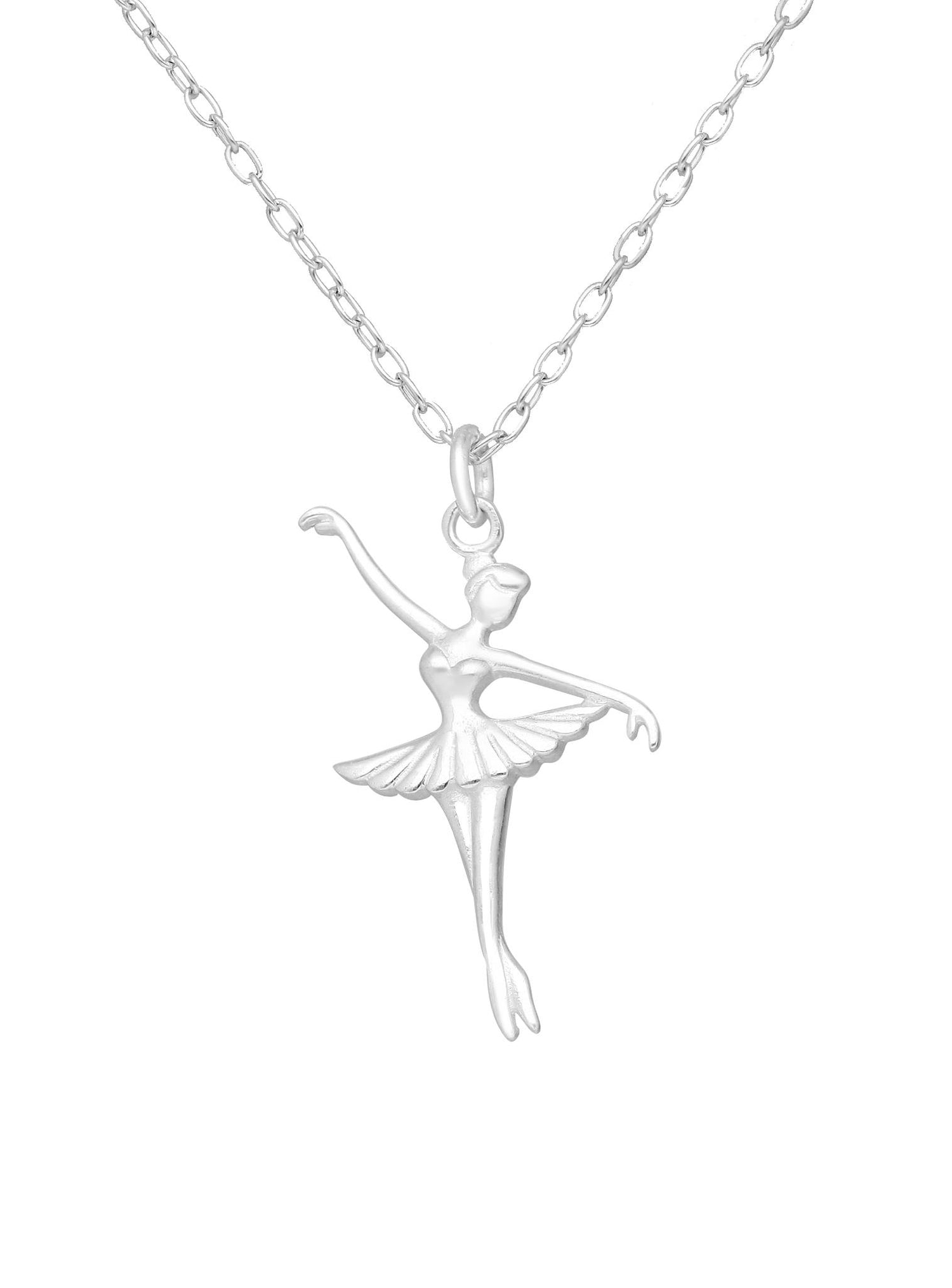 Ballet Dancer Ballerina Charm Necklace in Sterling Silver