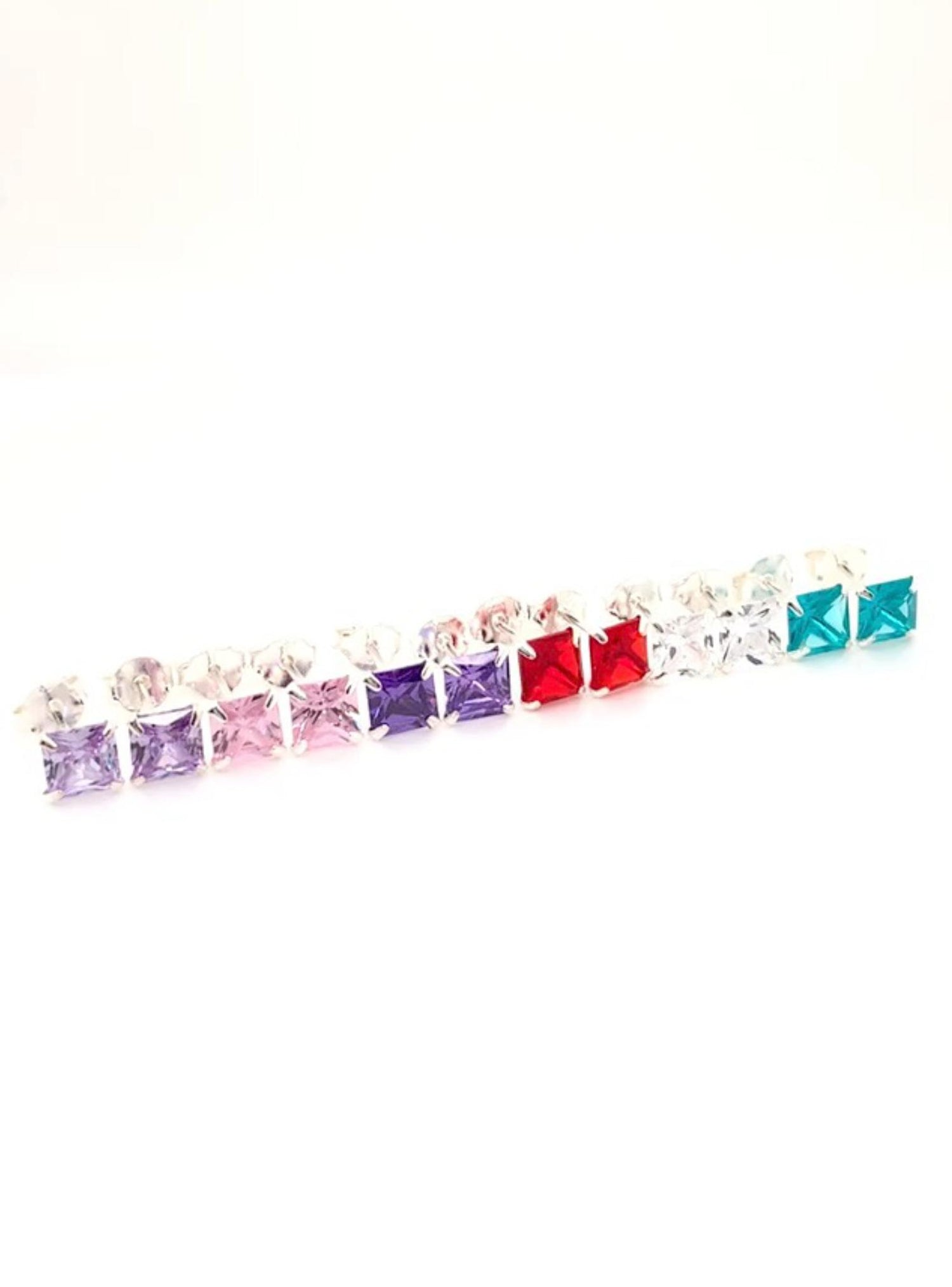 Dakota Princess Cz Stud Earrings in Sterling Silver