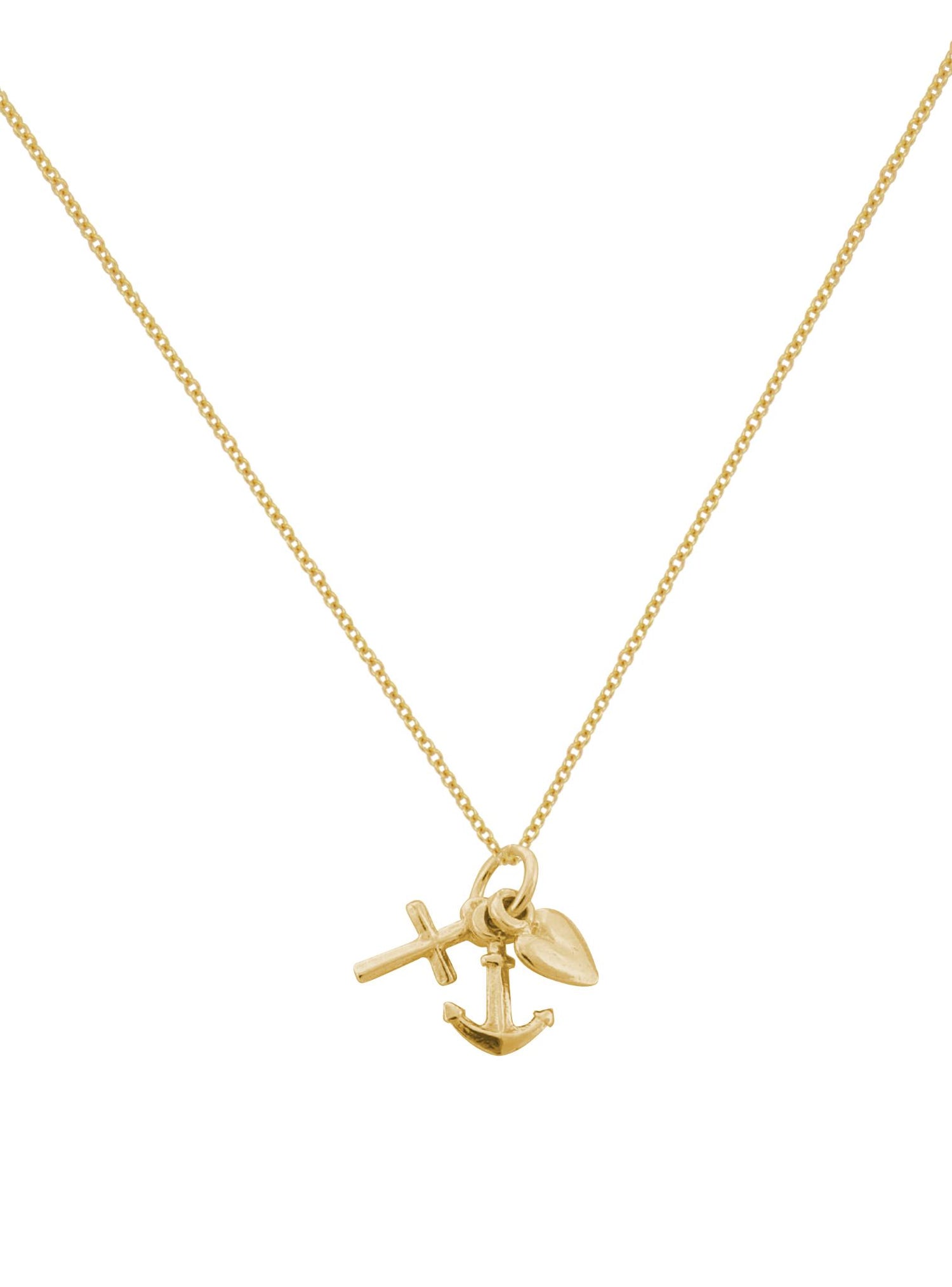 Small Faith Hope Charity Charm Necklace in 9ct Gold