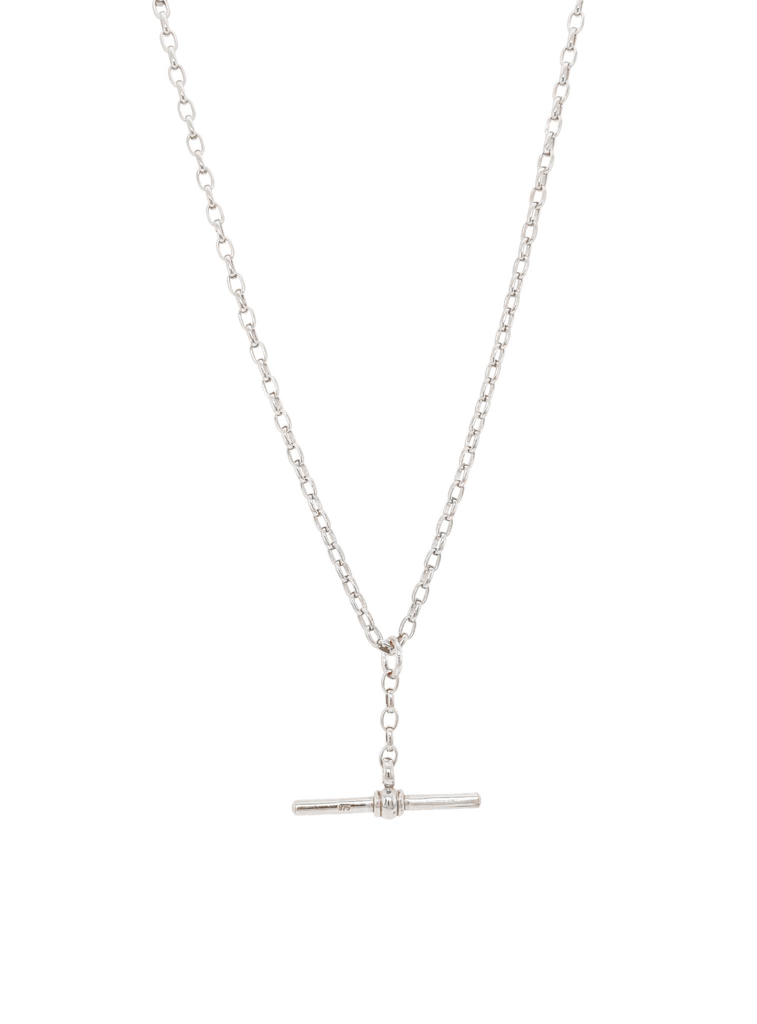 Dakota T Bar Fob Belcher Necklace in Sterling Silver