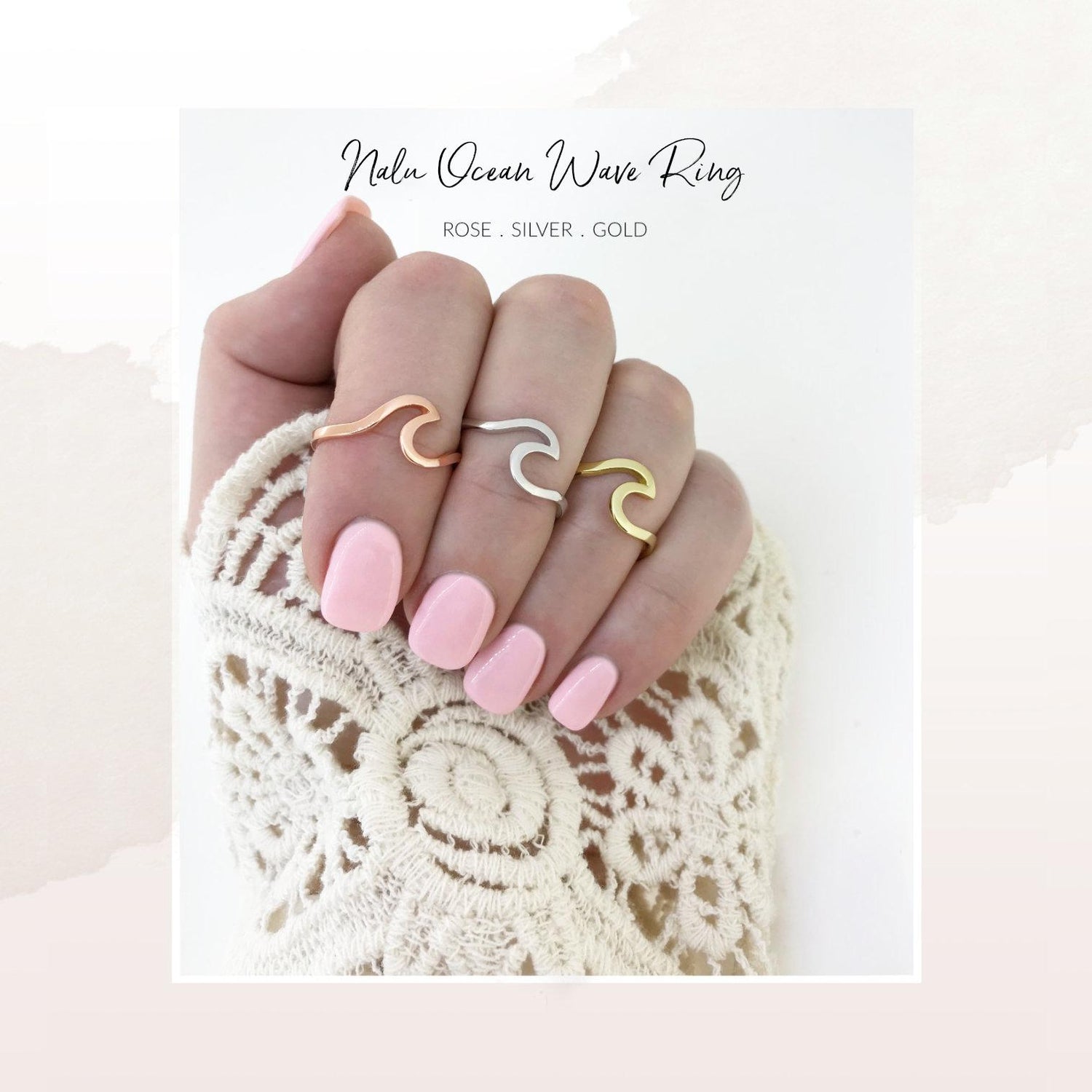 Nalu Ocean Surf Wave Ring in 9ct Rose Gold