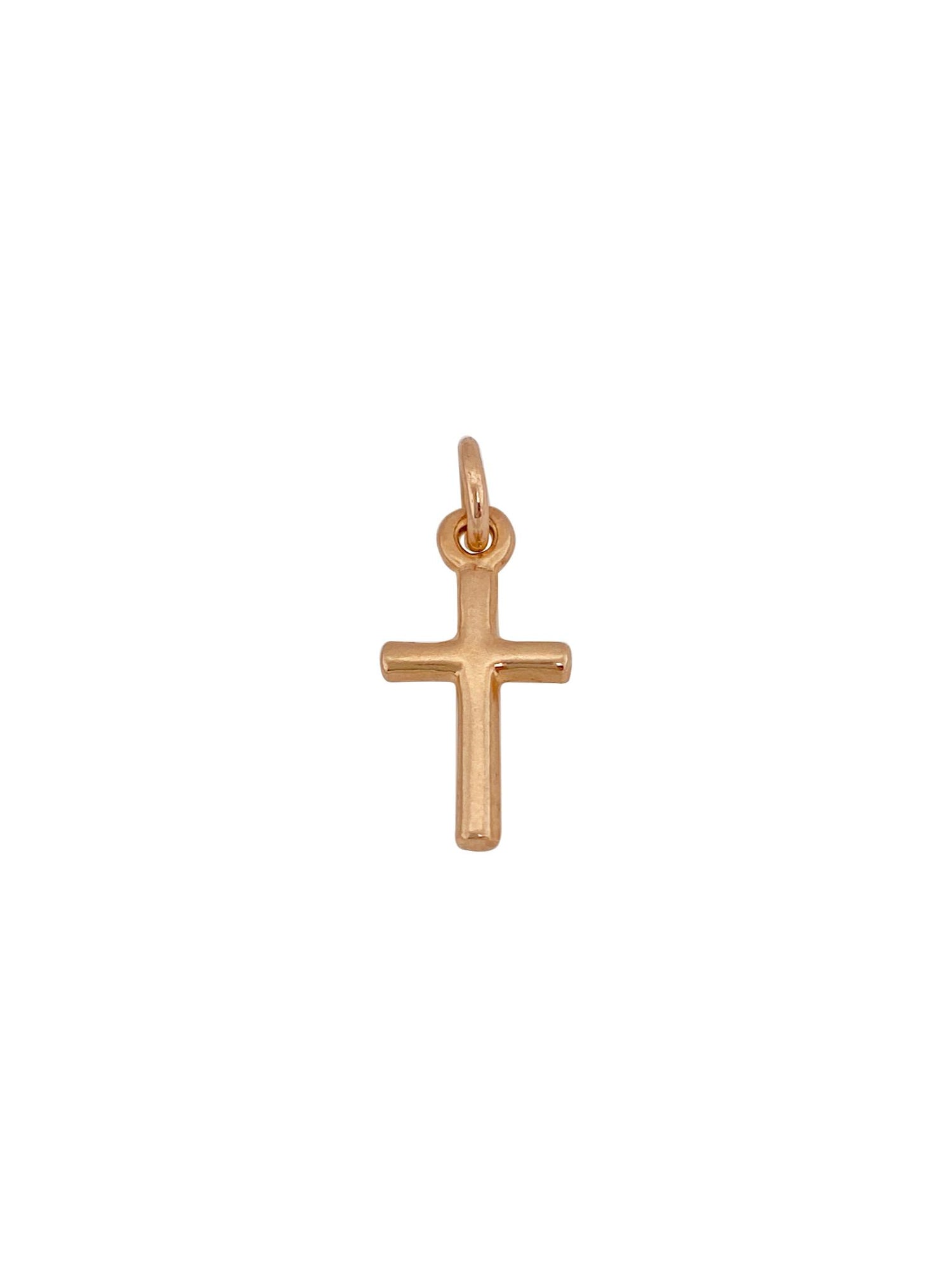 Small Plain Cross Charm in 9ct Rose Gold