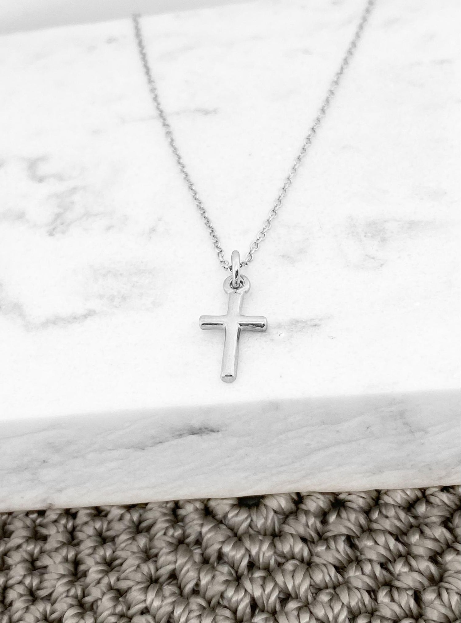 Small Plain Cross Charm in Sterling Slver