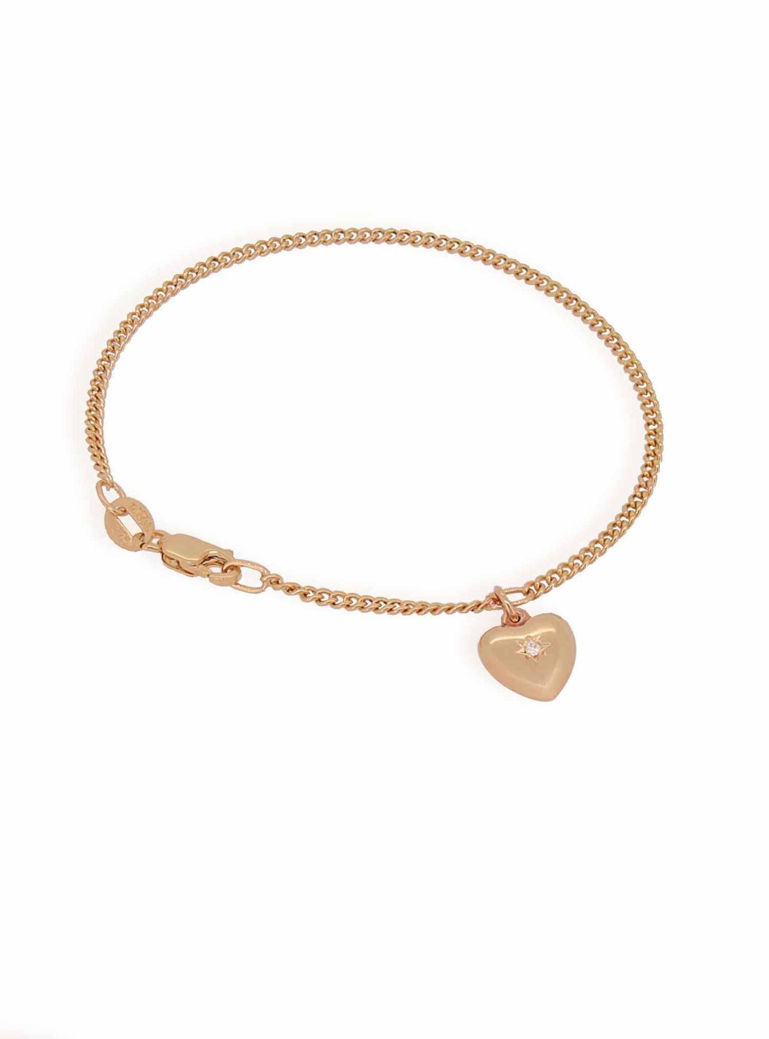 Aurelia Diamond Love Heart Charm Bracelet in 9ct Rose Gold
