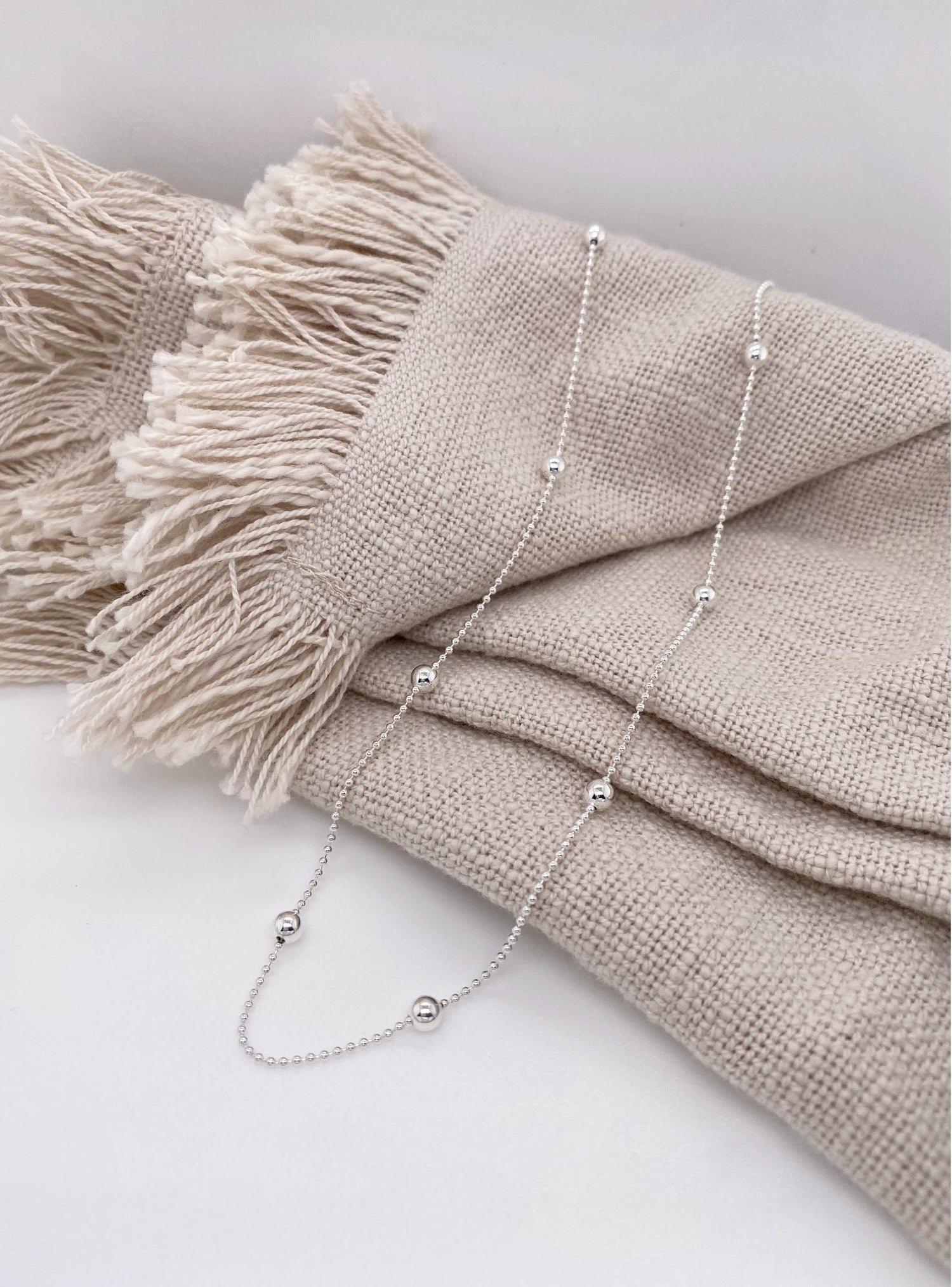Sterling Silver Elise Ball Bead Yard Chain in Anklet