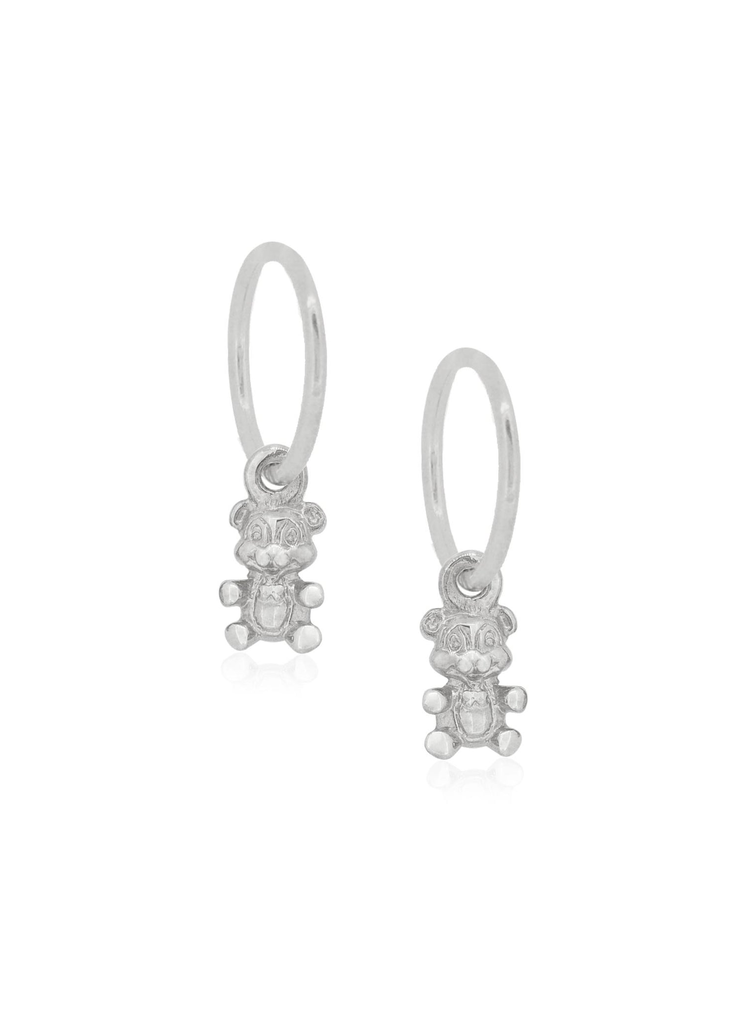 Teddy Bear Charms for Sleeper Earrings in 9ct White Gold