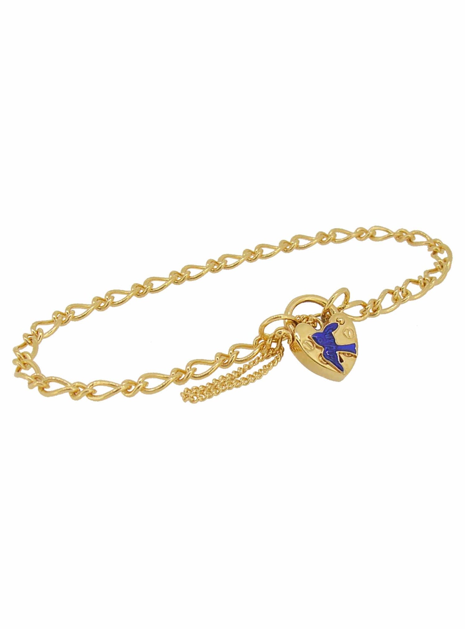 Bluebird 3.4mm Figaro Padlock Baby Bracelet in 9ct Gold