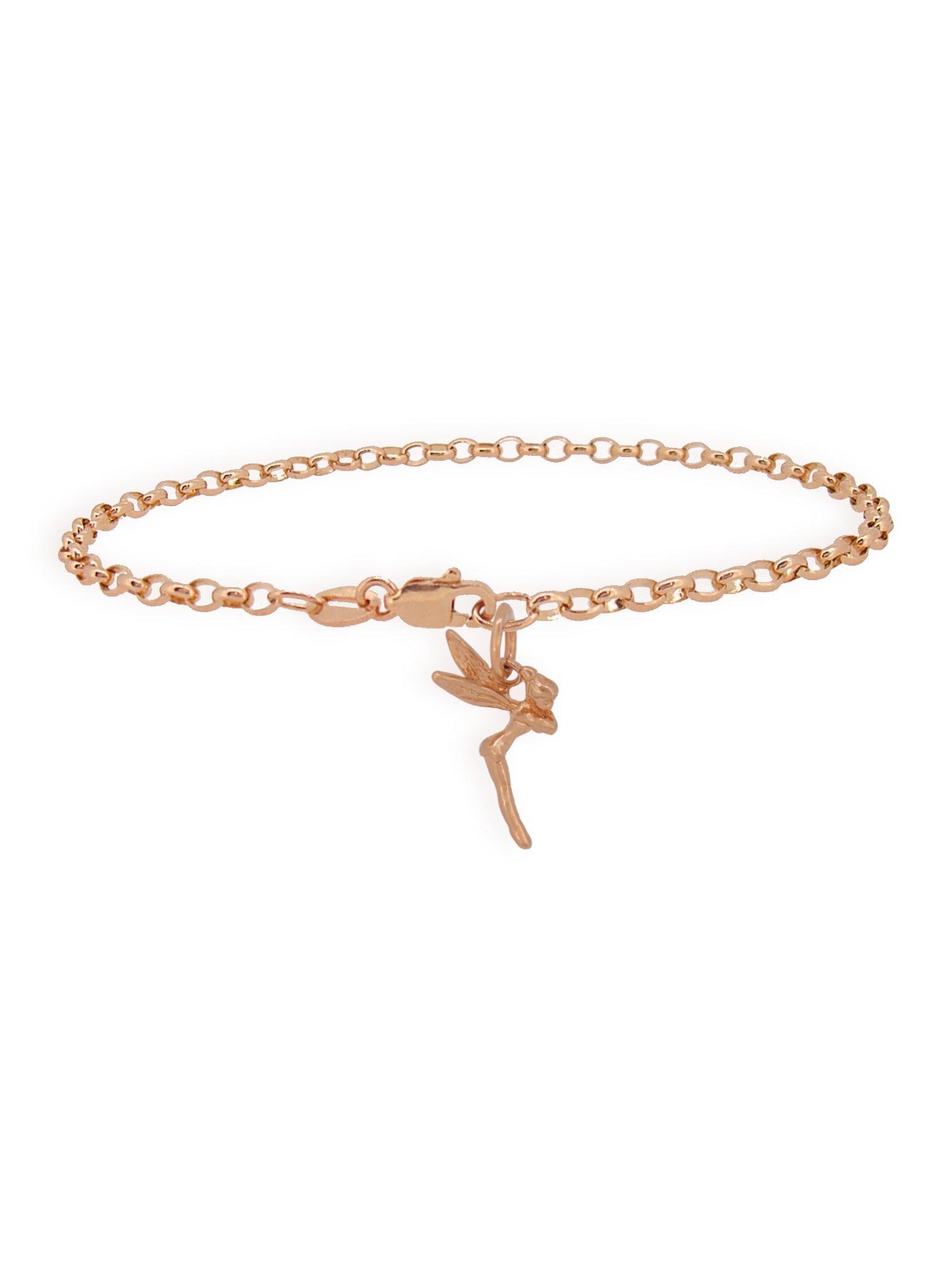 Magical Tinkerbell Fairy Charm Bracelet in 9ct Rose Gold