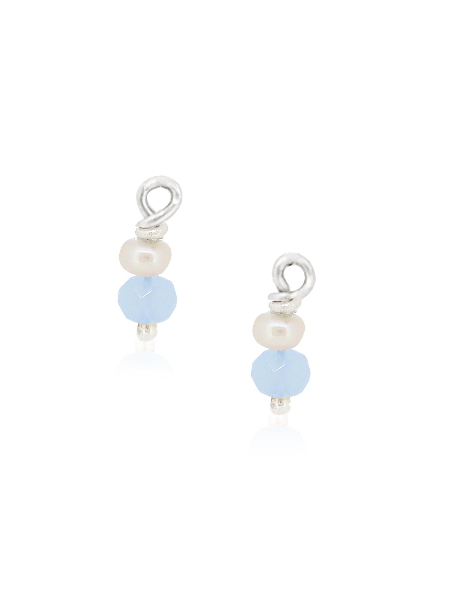 Blue Chalcedony Pearl Drops for Sleeper Earrings in Sterling Silver