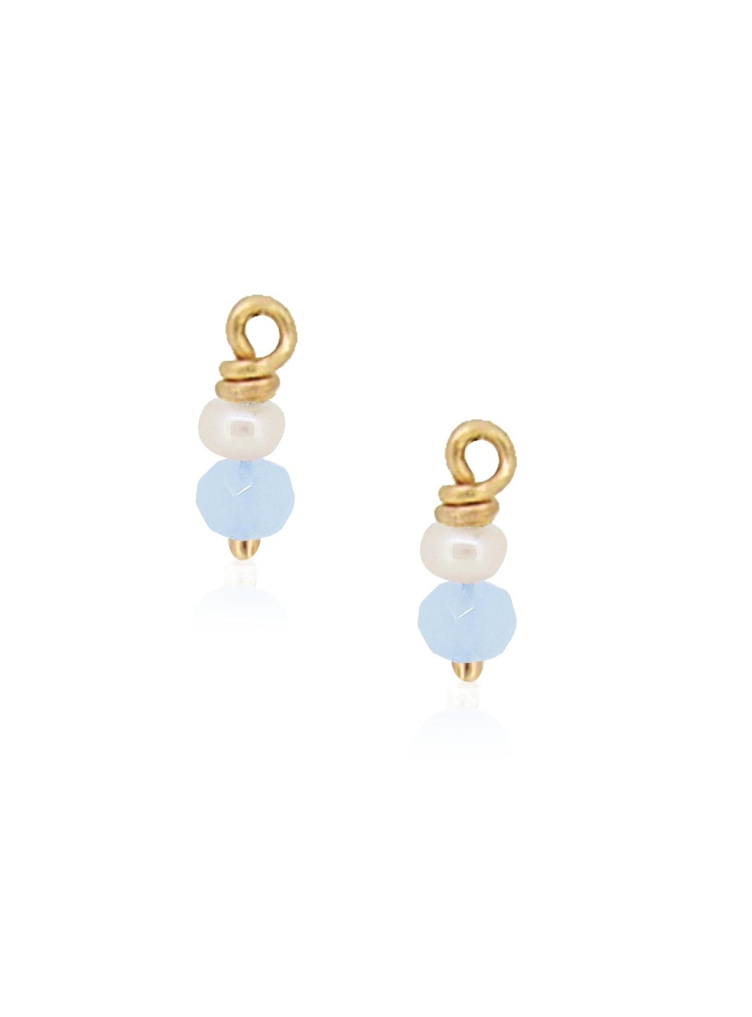Blue Chalcedony Pearl Drops for Sleeper Earrings in 9ct Gold