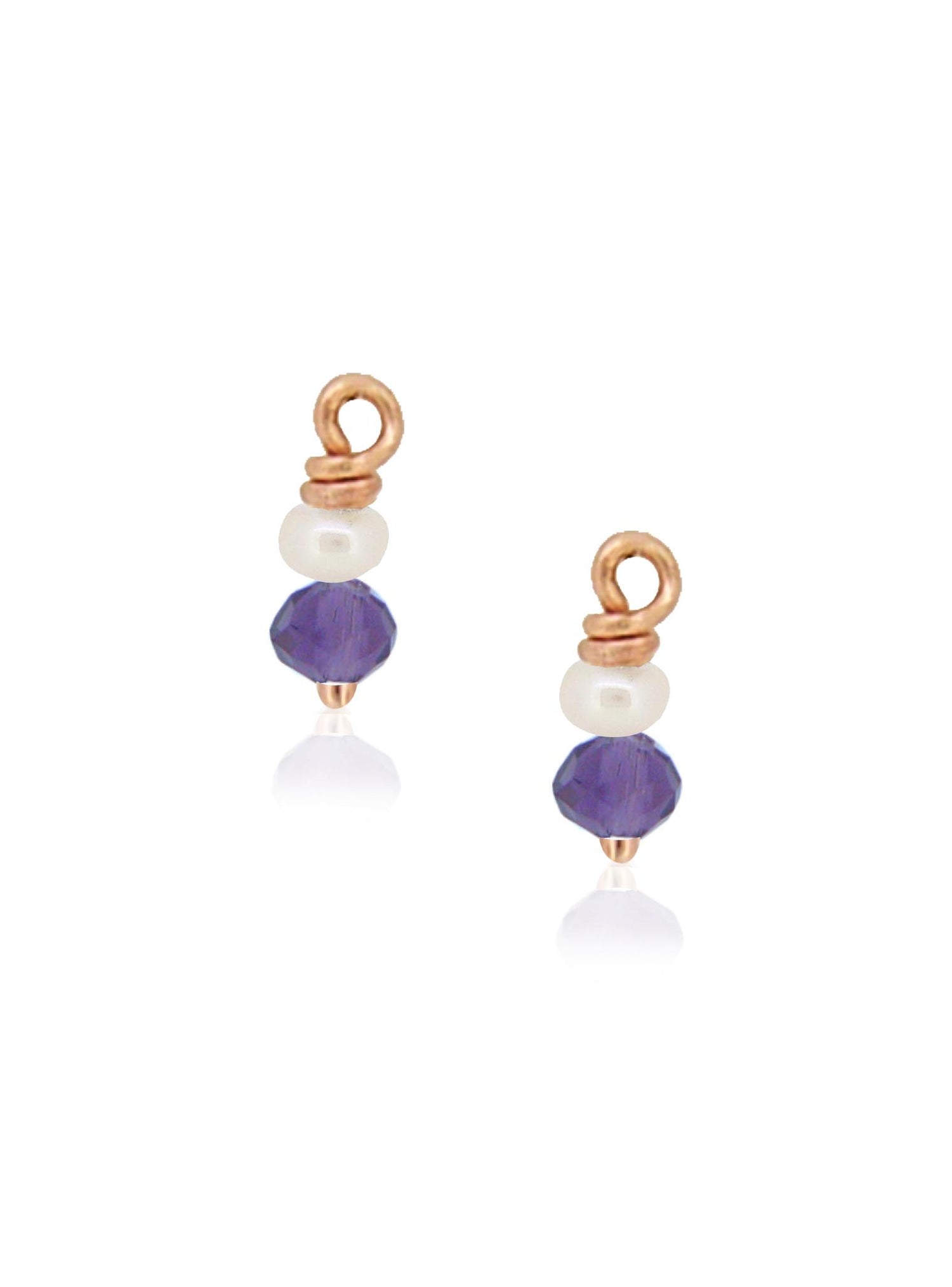 Amethyst Pearl Drops for Sleeper Earrings in 9ct Rose Gold