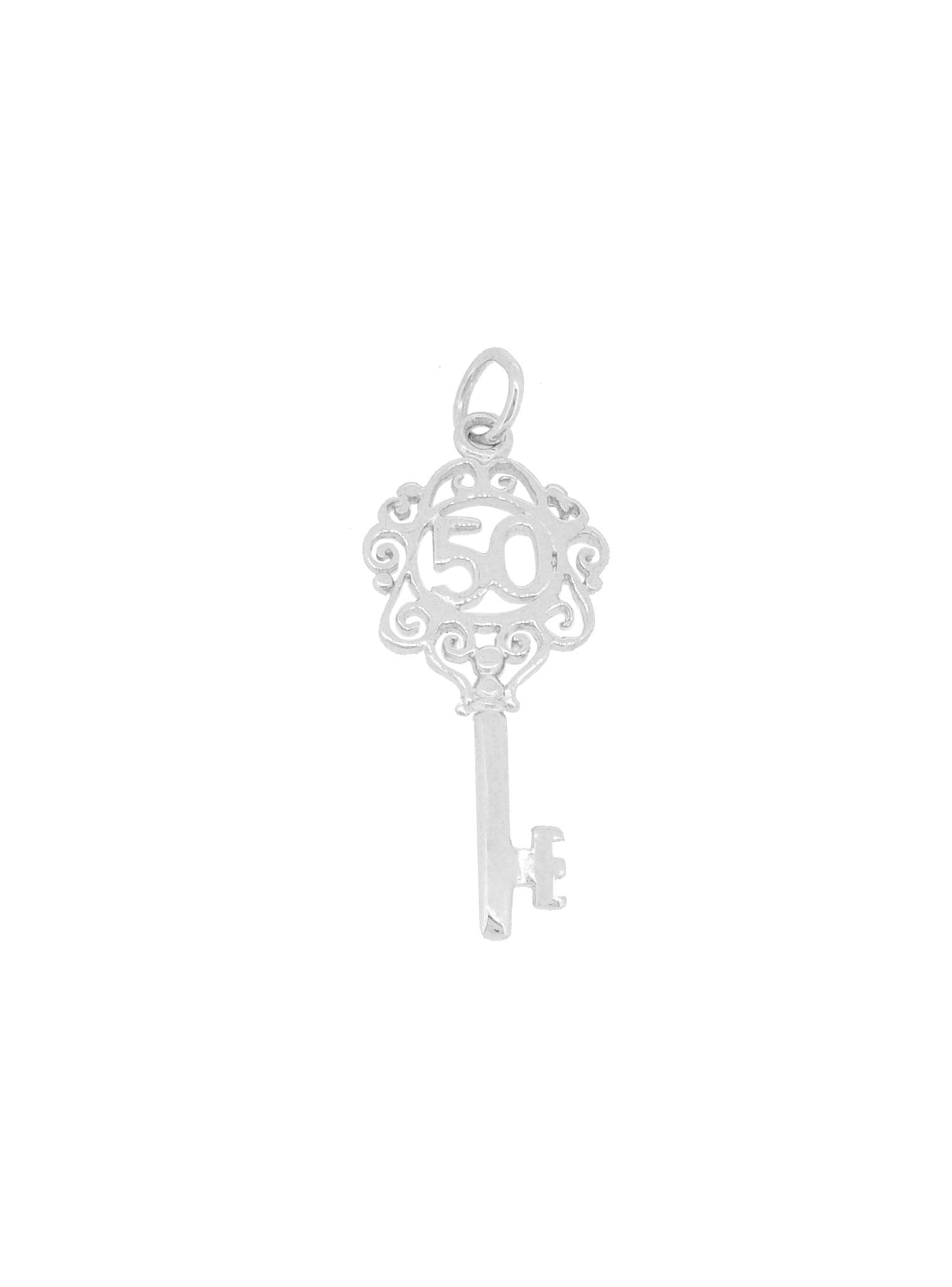 Birthday 50th Key Charm in Sterling Silver