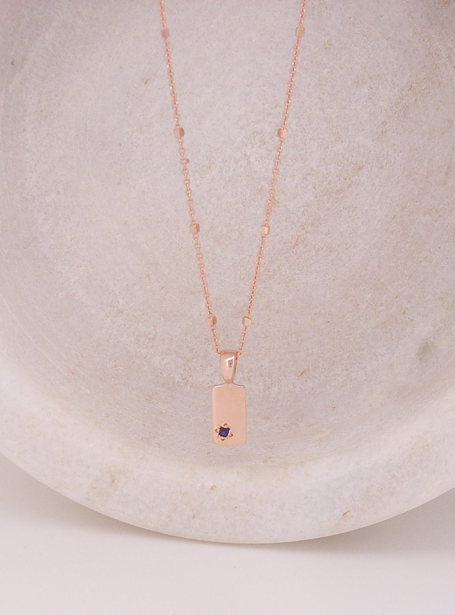 Aurelia Birthstone Tag Charm Pendant in 9ct Rose Gold