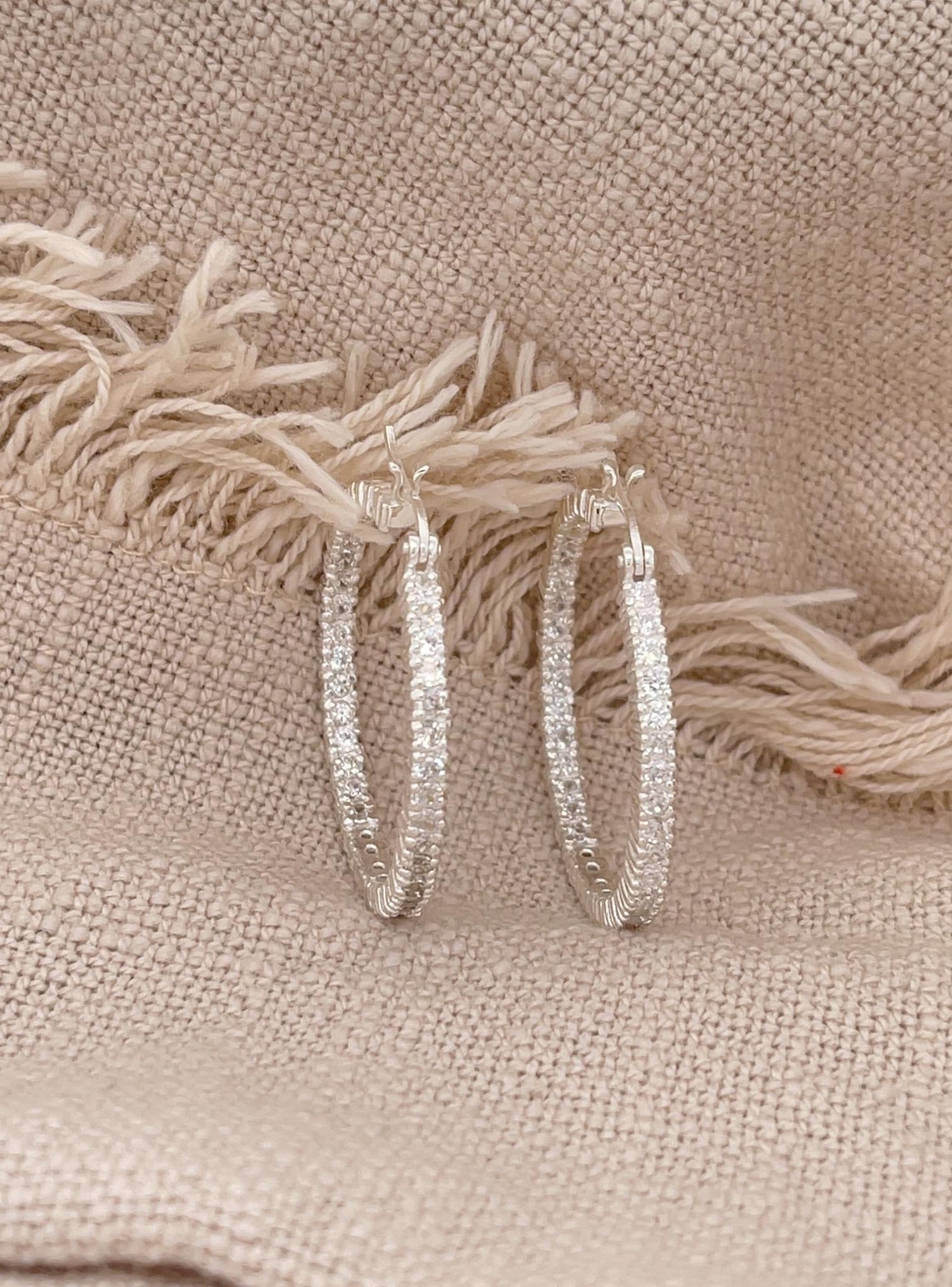 Elsa 34mm Cz Hoop Earrings in Sterling Silver