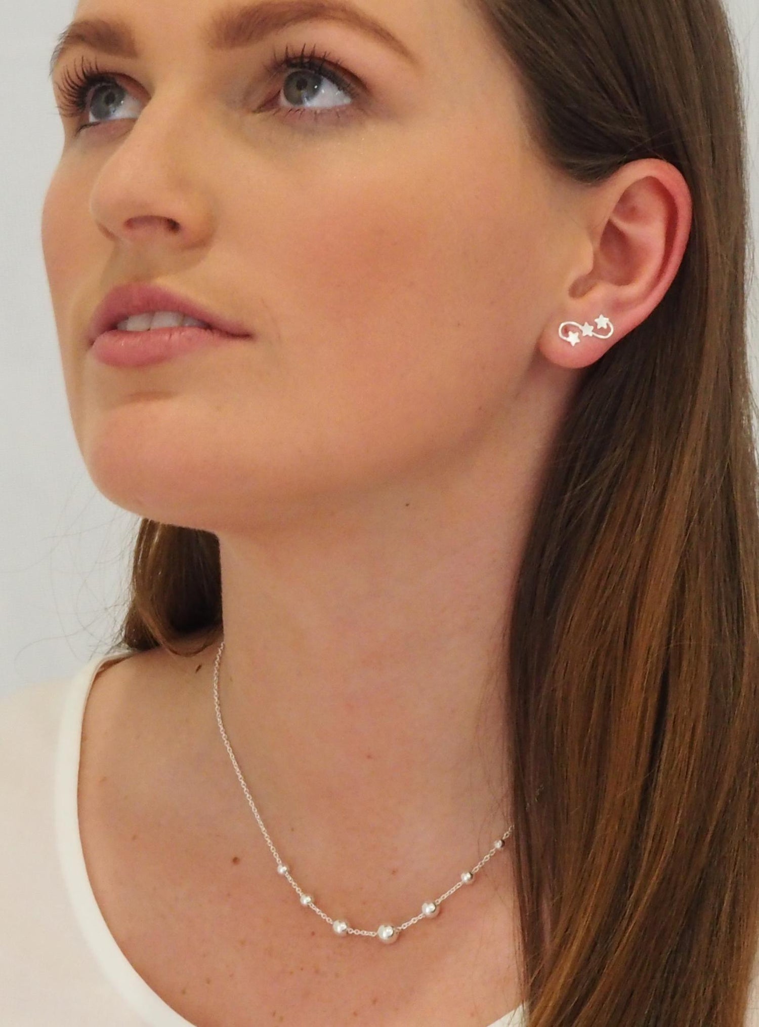 Infinity Stars Stud Earrings in Sterling Silver