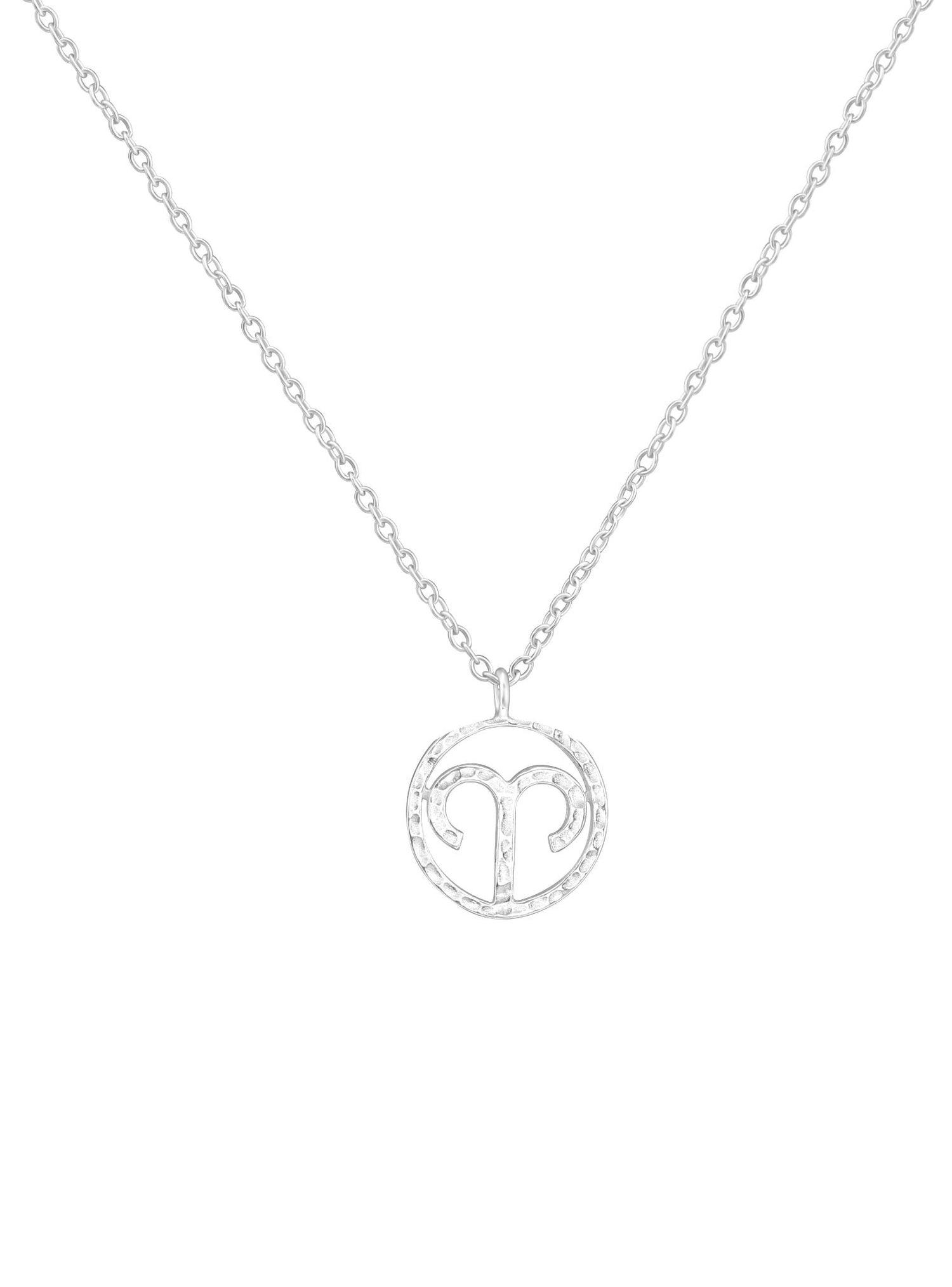 Sterling Silver Modern Zodiac Charm Necklace in Aries