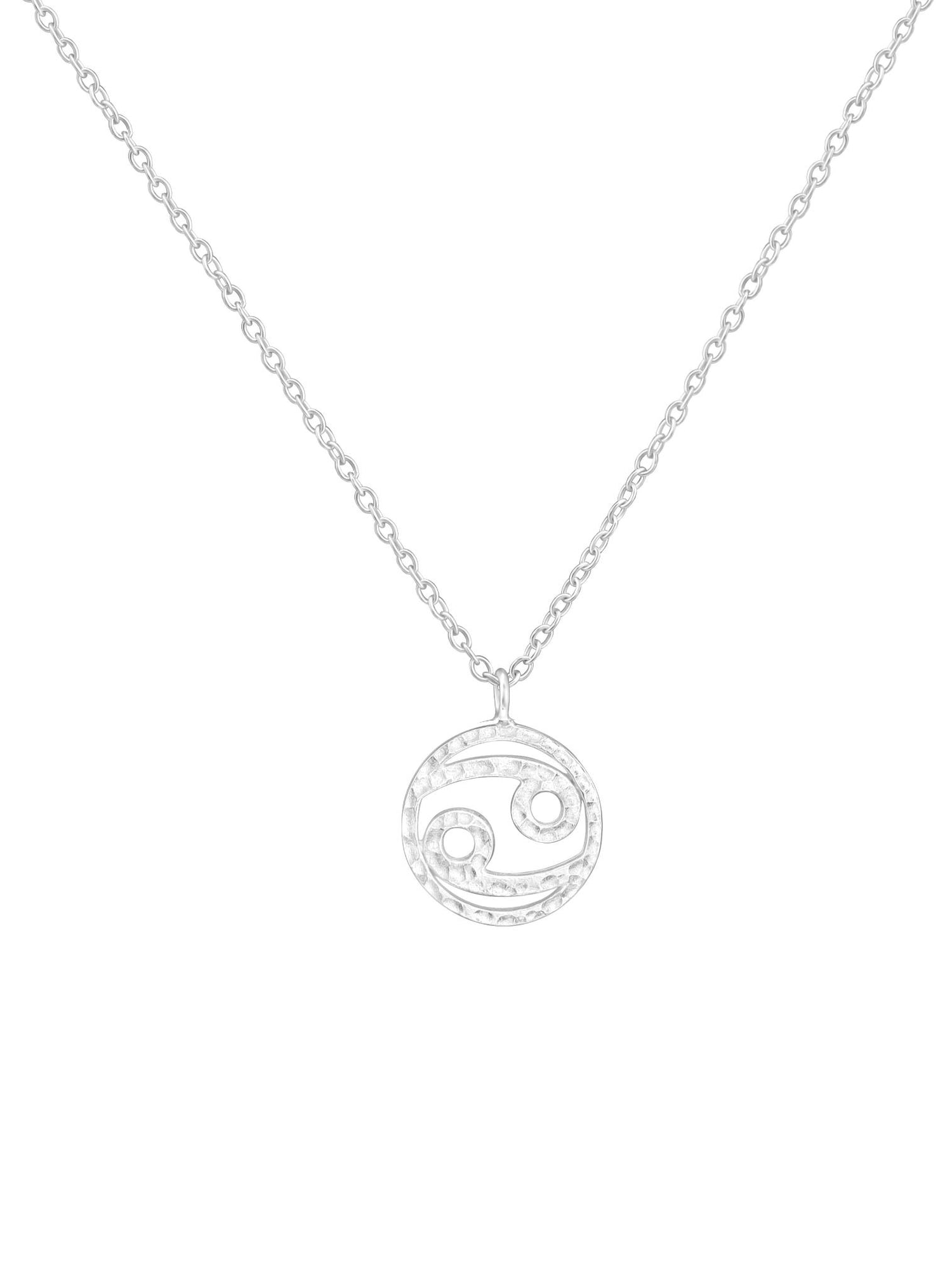 Sterling Silver Modern Zodiac Charm Necklace in Cancer