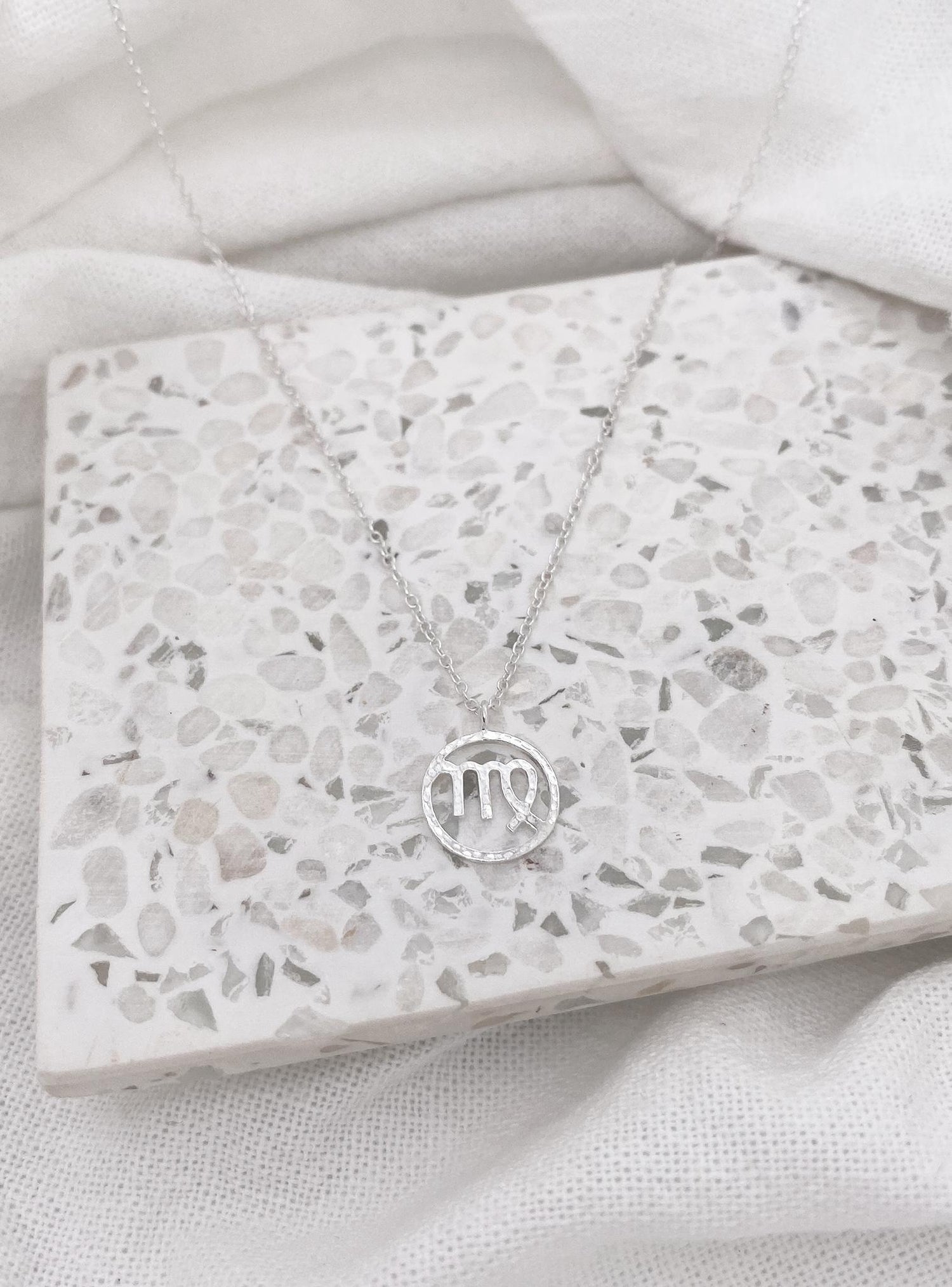 Sterling Silver Modern Zodiac Charm Necklace in Virgo