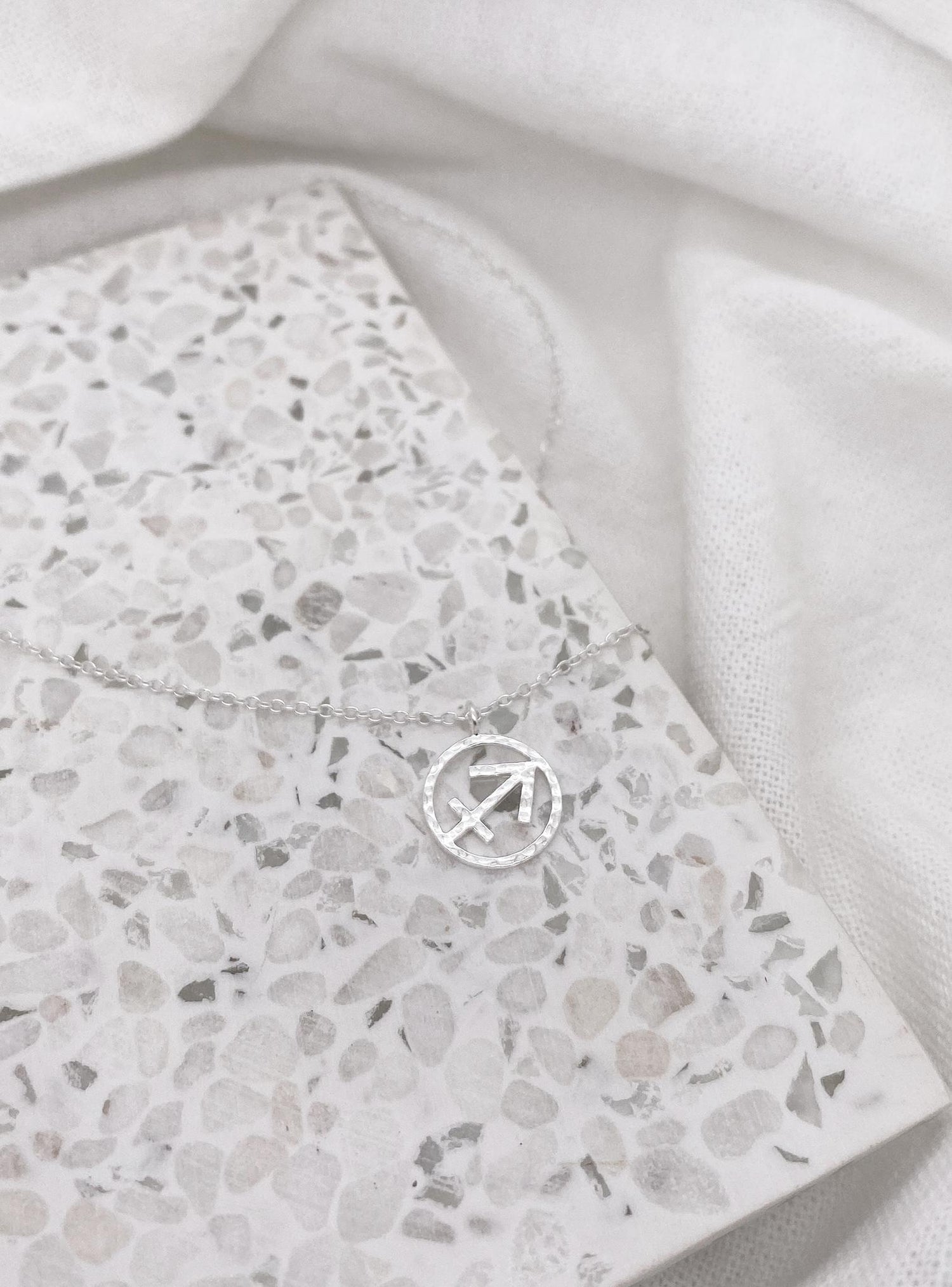 Sterling Silver Modern Zodiac Charm Necklace in Sagittarius