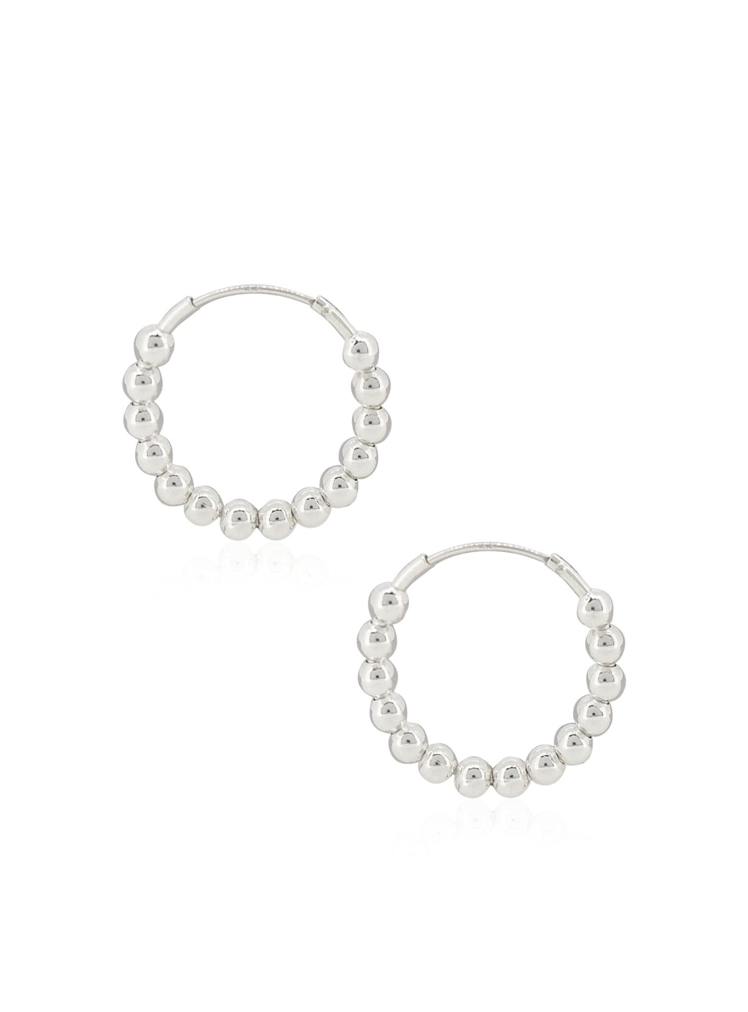 Elise 3mm Ball Beads 20mm Hoop Earrings in Sterling Silver