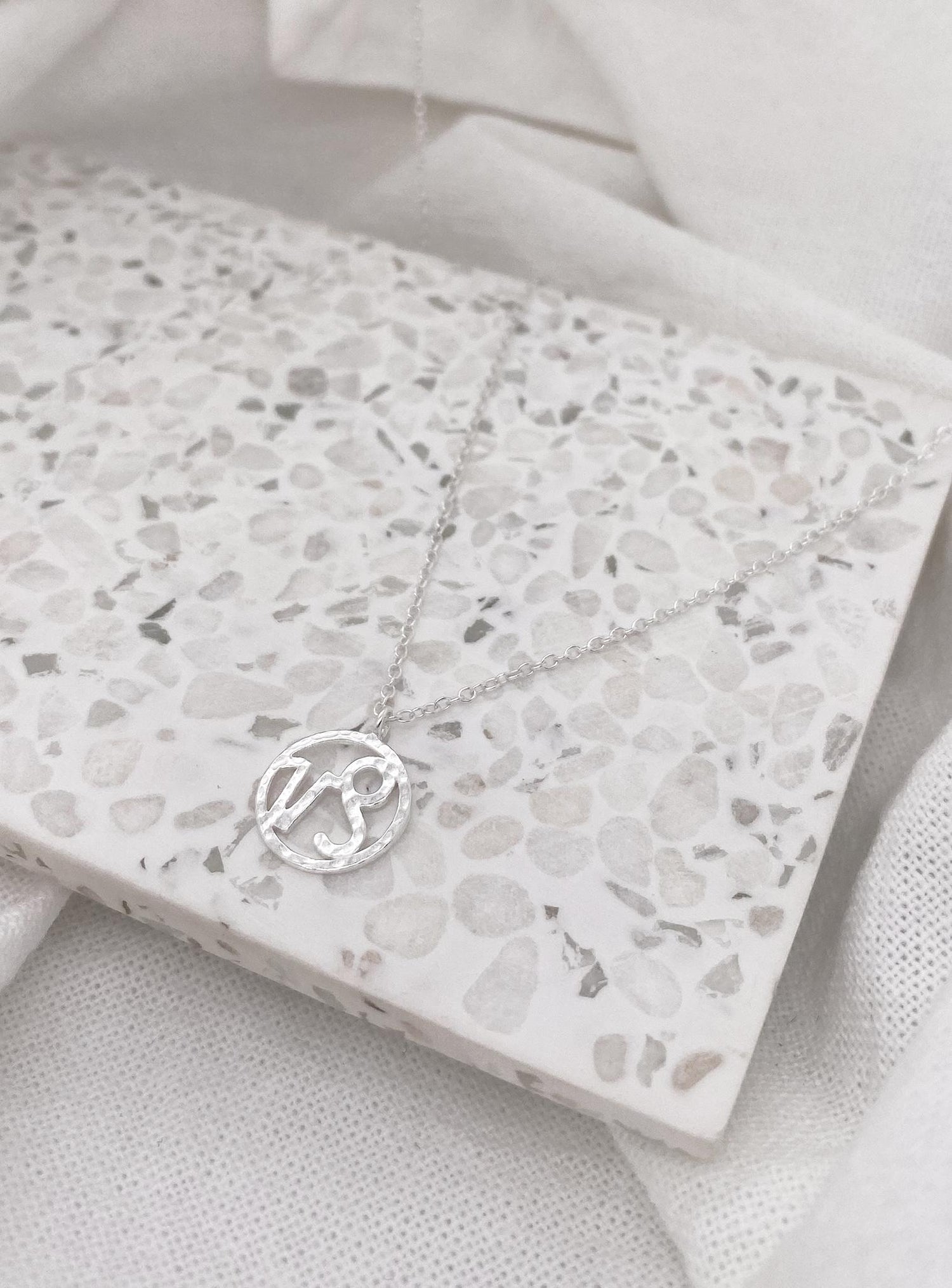 Sterling Silver Modern Zodiac Charm Necklace in Capricorn