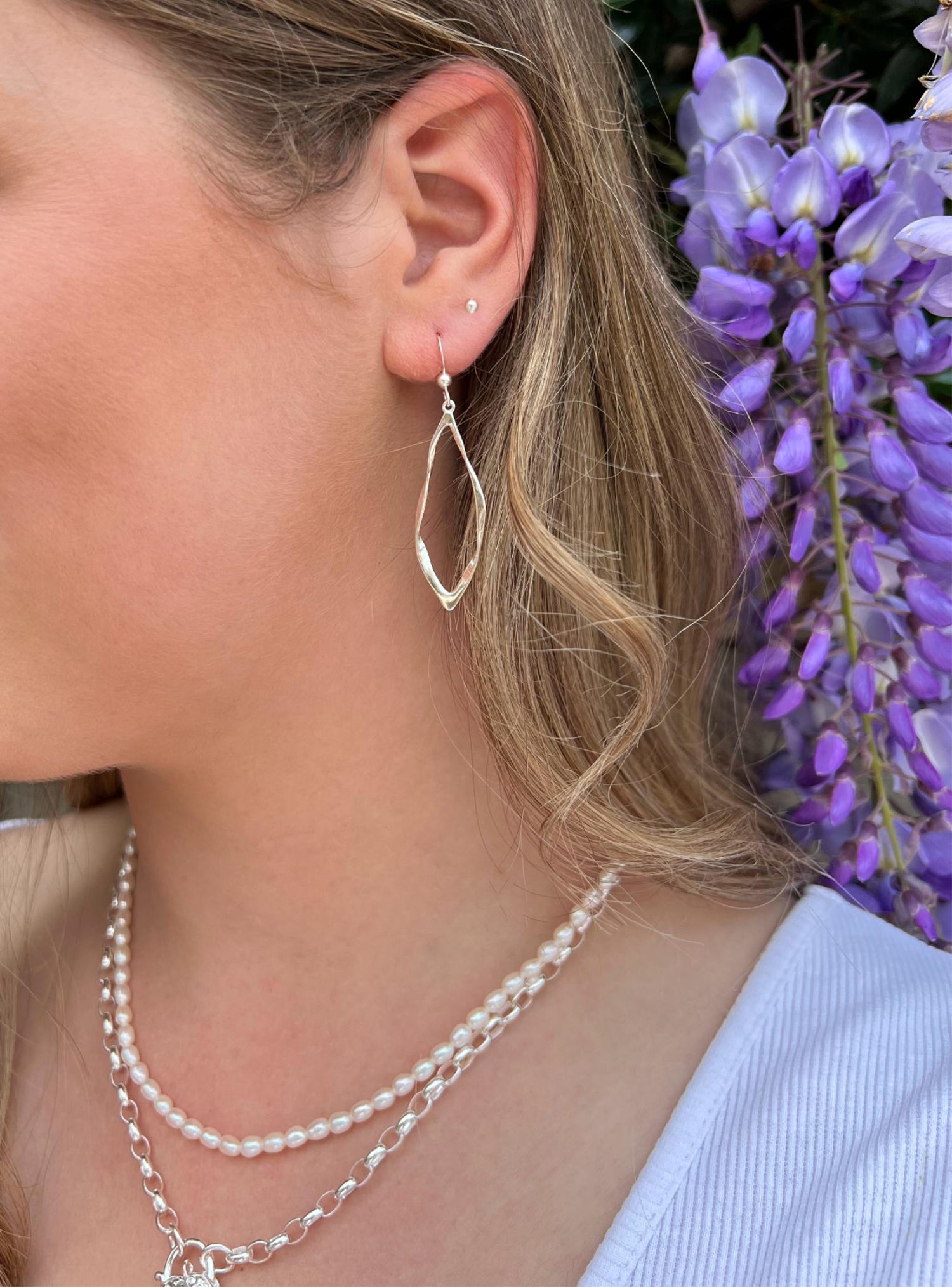 Reagan Twist Charm Drop Earrings in Sterling Silver