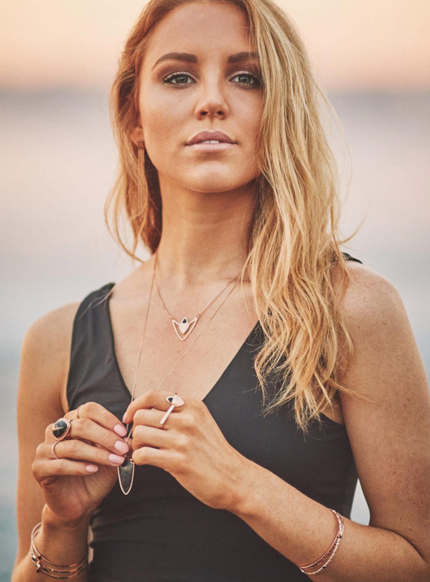Twilight Rose Gold Stainless Steel Necklace With Howlite