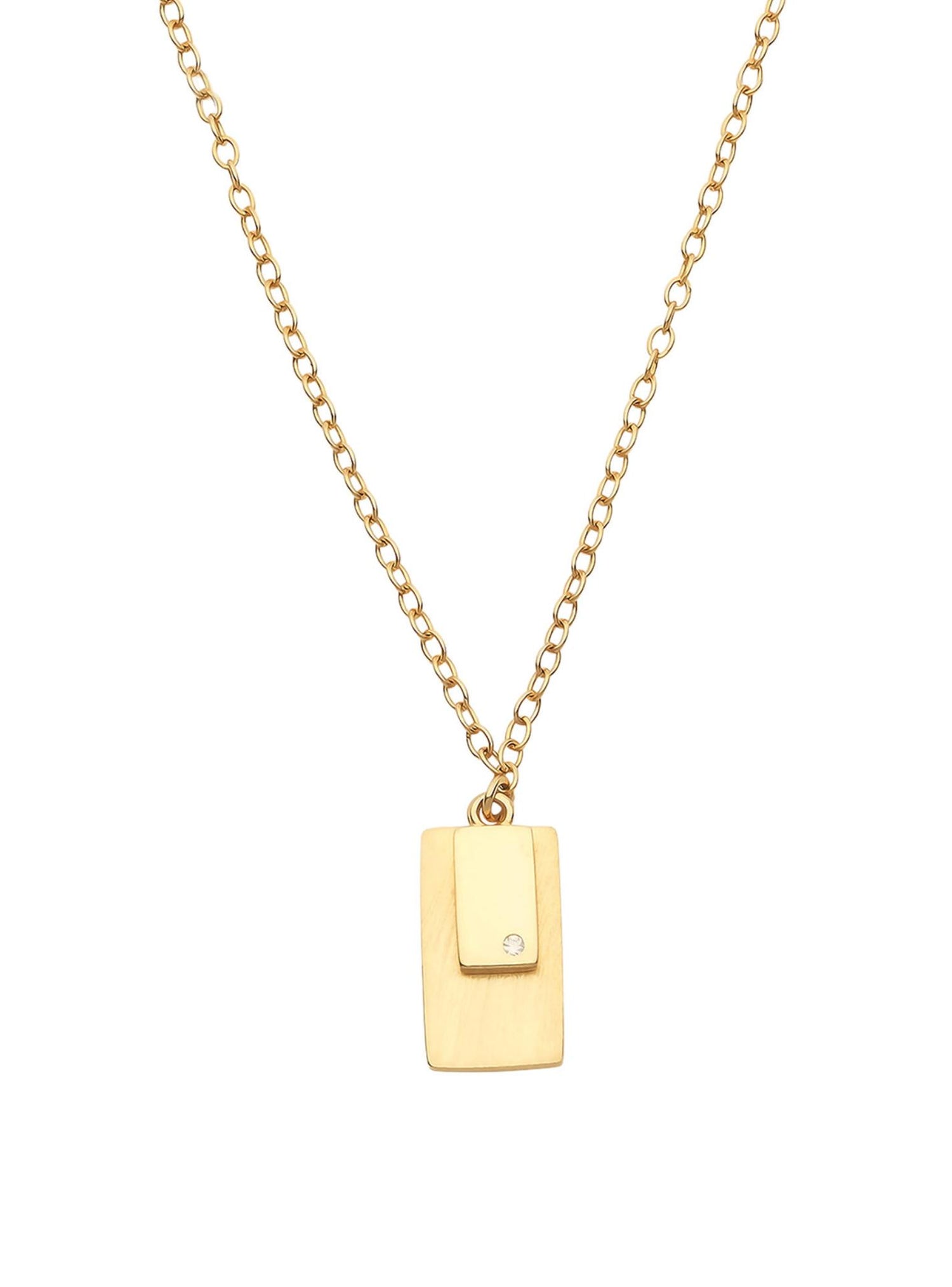Pastiche Shadow Tag Necklace in 14k Yellow Gold Plated