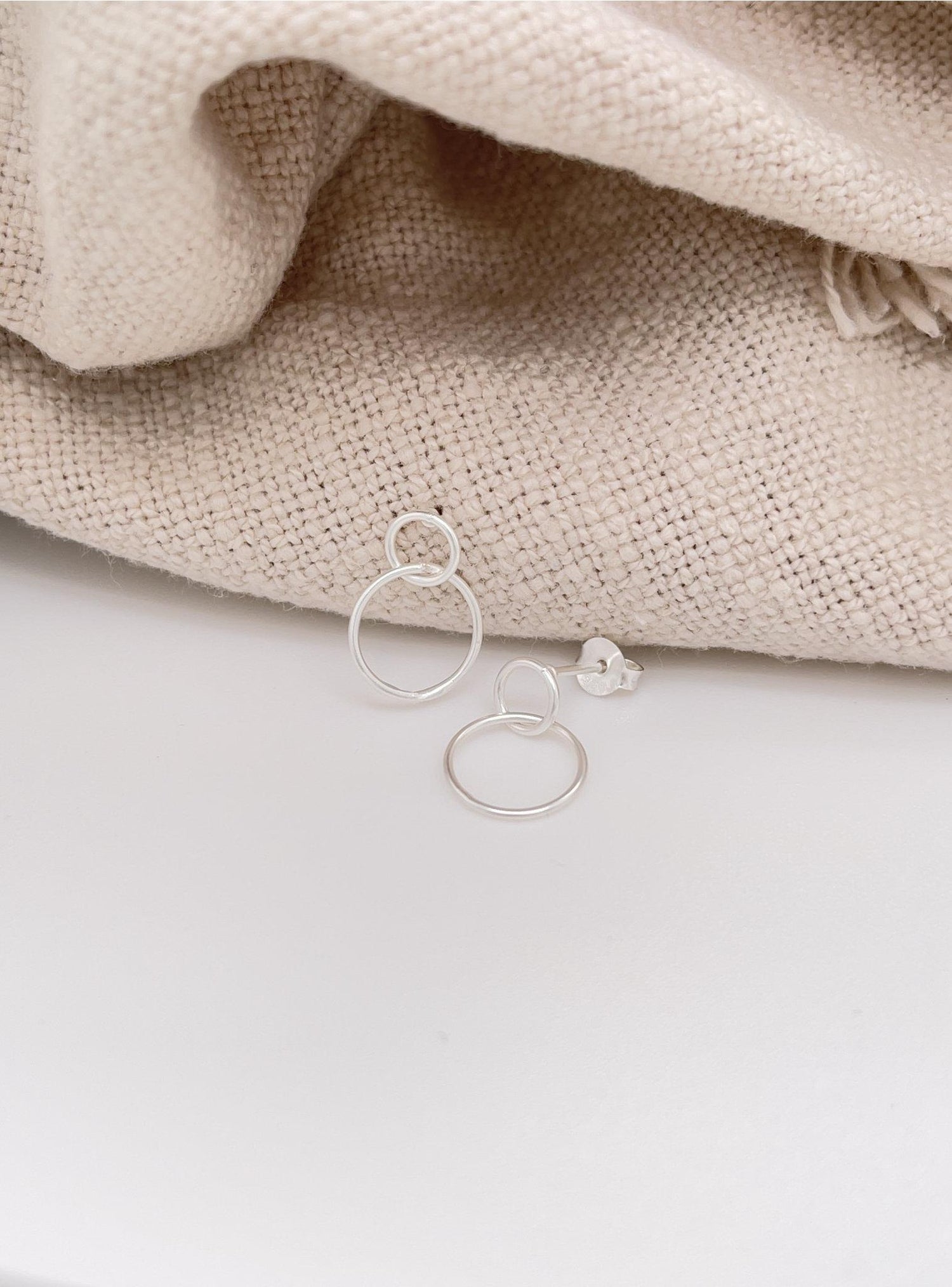 Small Double Circle Stud Earrings in Sterling Silver