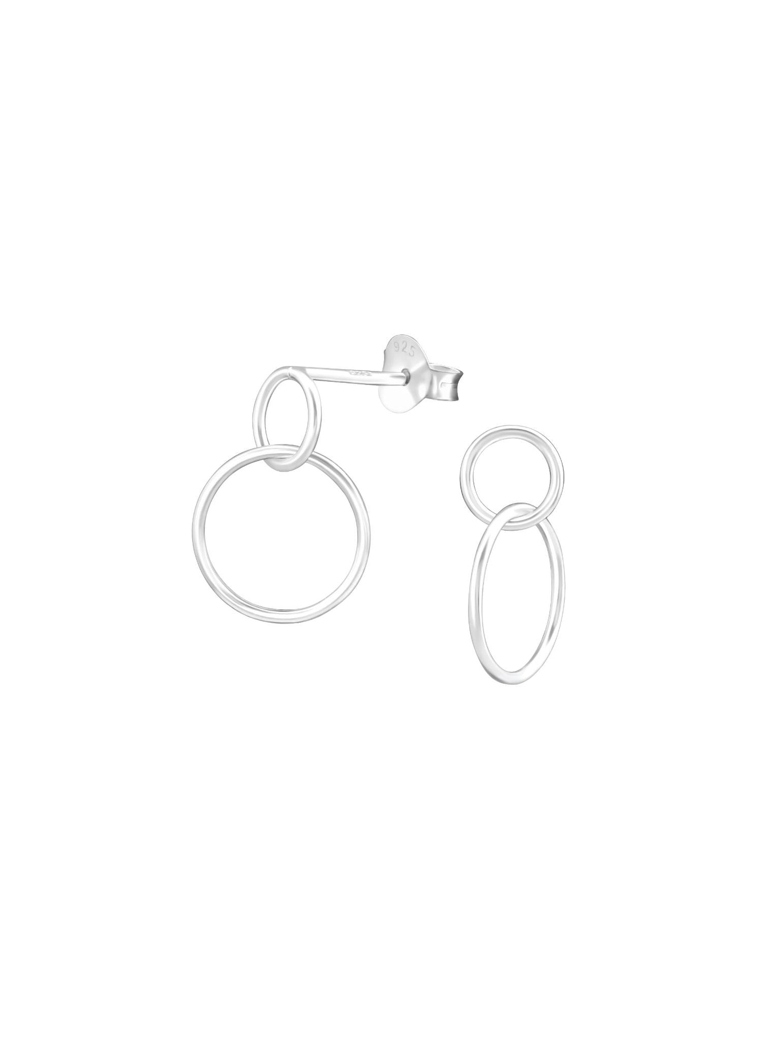 Small Double Circle Stud Earrings in Sterling Silver
