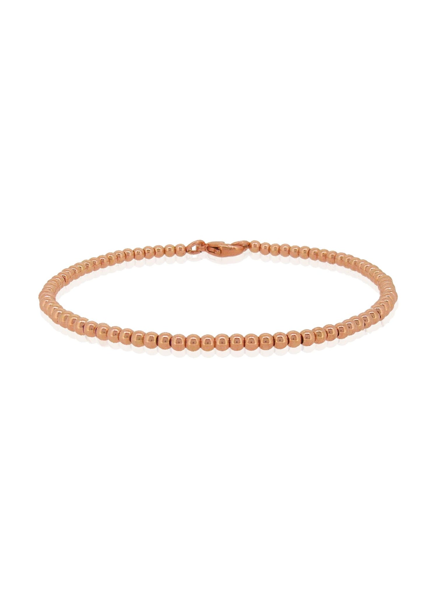 Spherical 3mm Ball Bead Bracelet in 14k Rolled Rose Gold