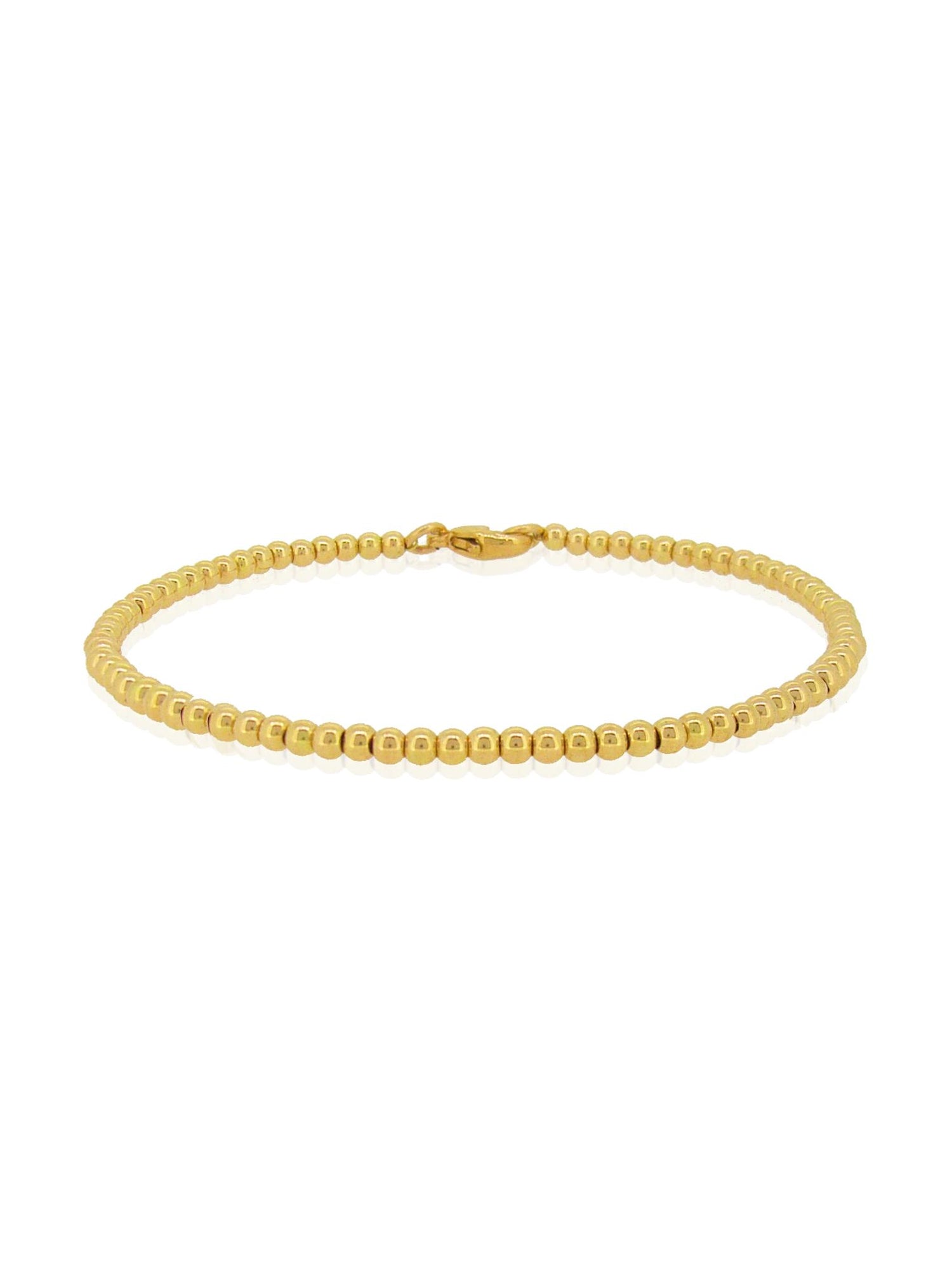 Spherical 3mm Ball Bead Bracelet in 14k Rolled Gold