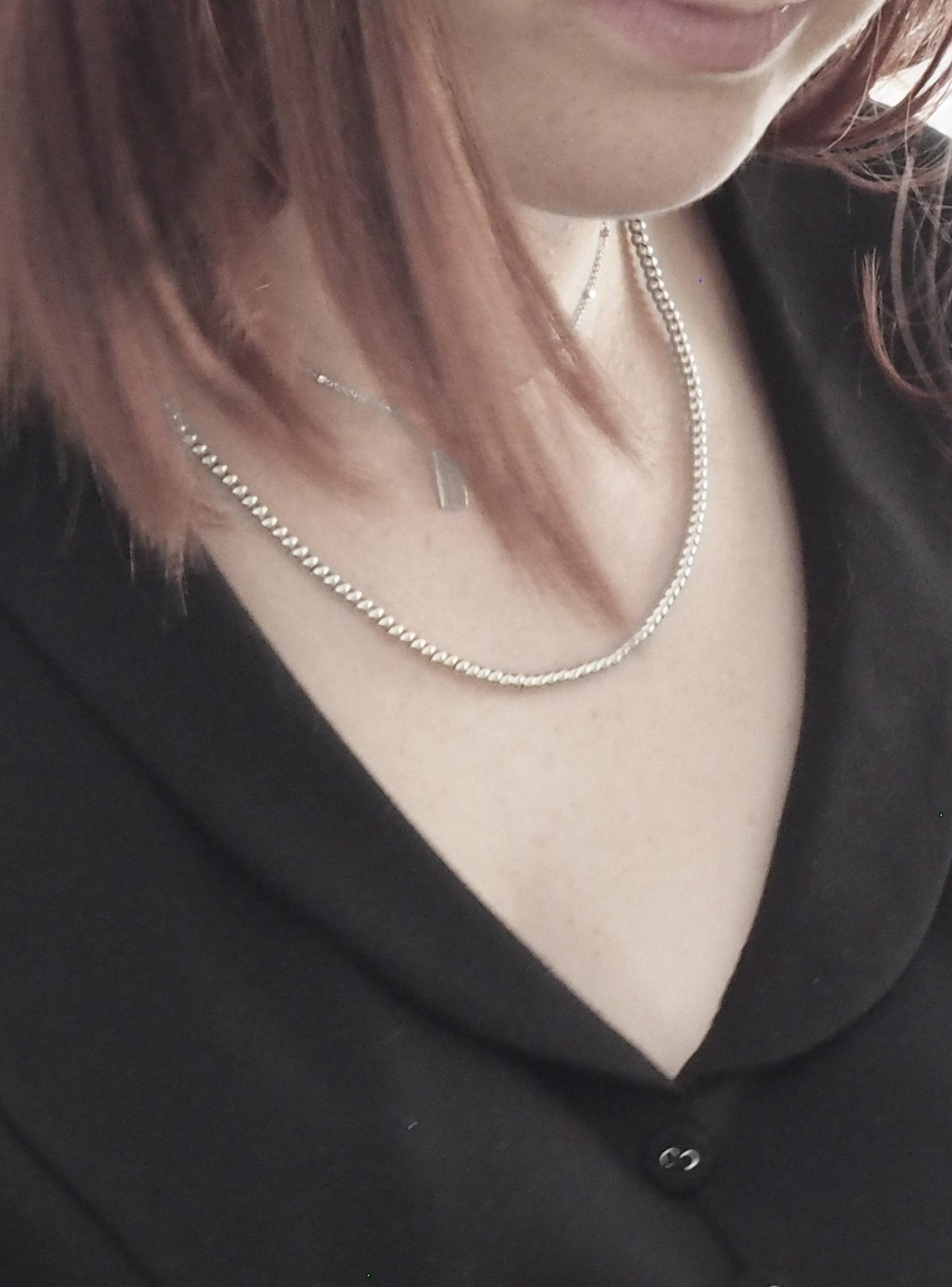 Spherical 3mm Ball Bead Necklace in Sterling Silver