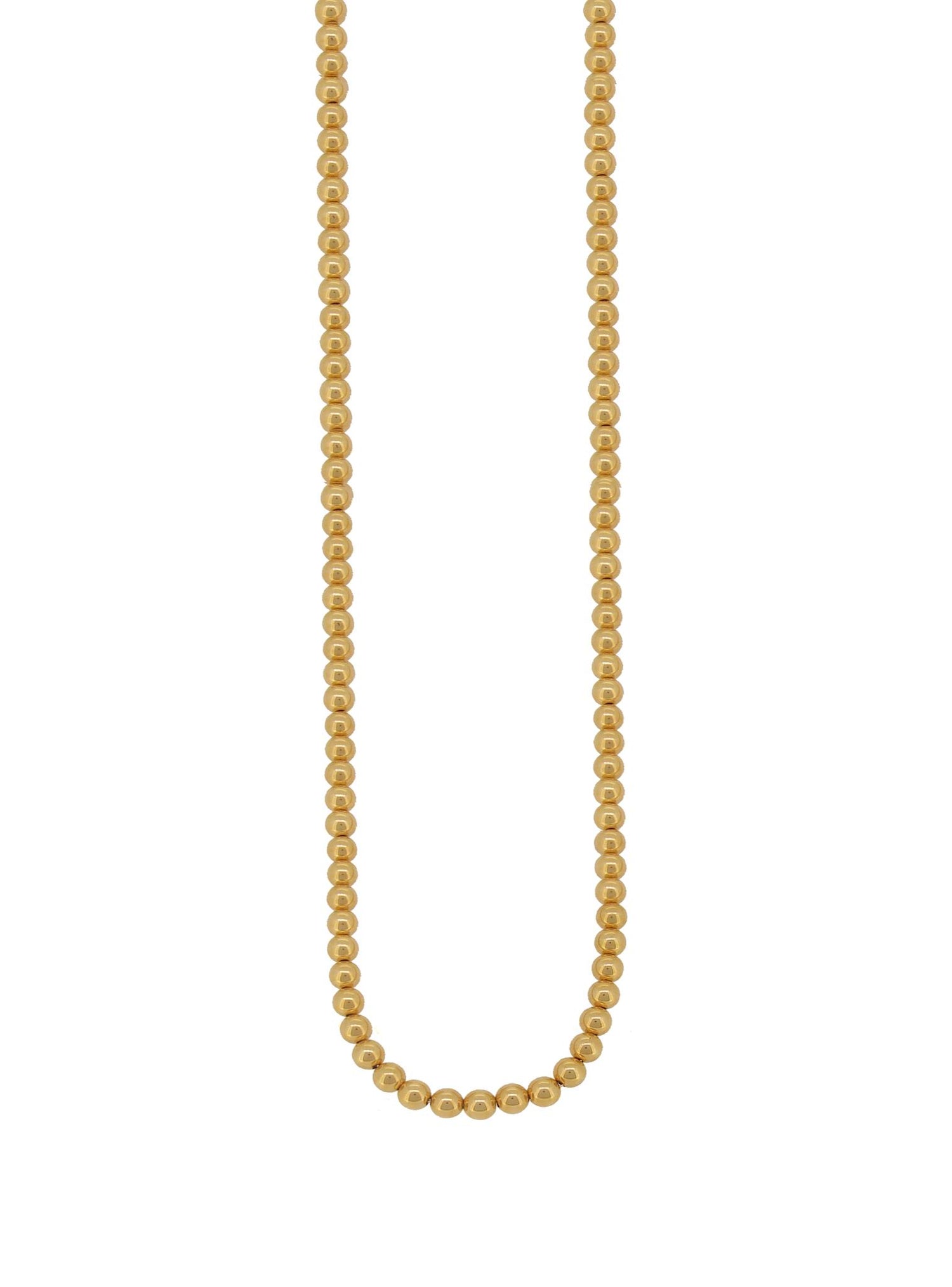 Spherical 3mm Ball Bead Necklace in 14k Rolled Gold