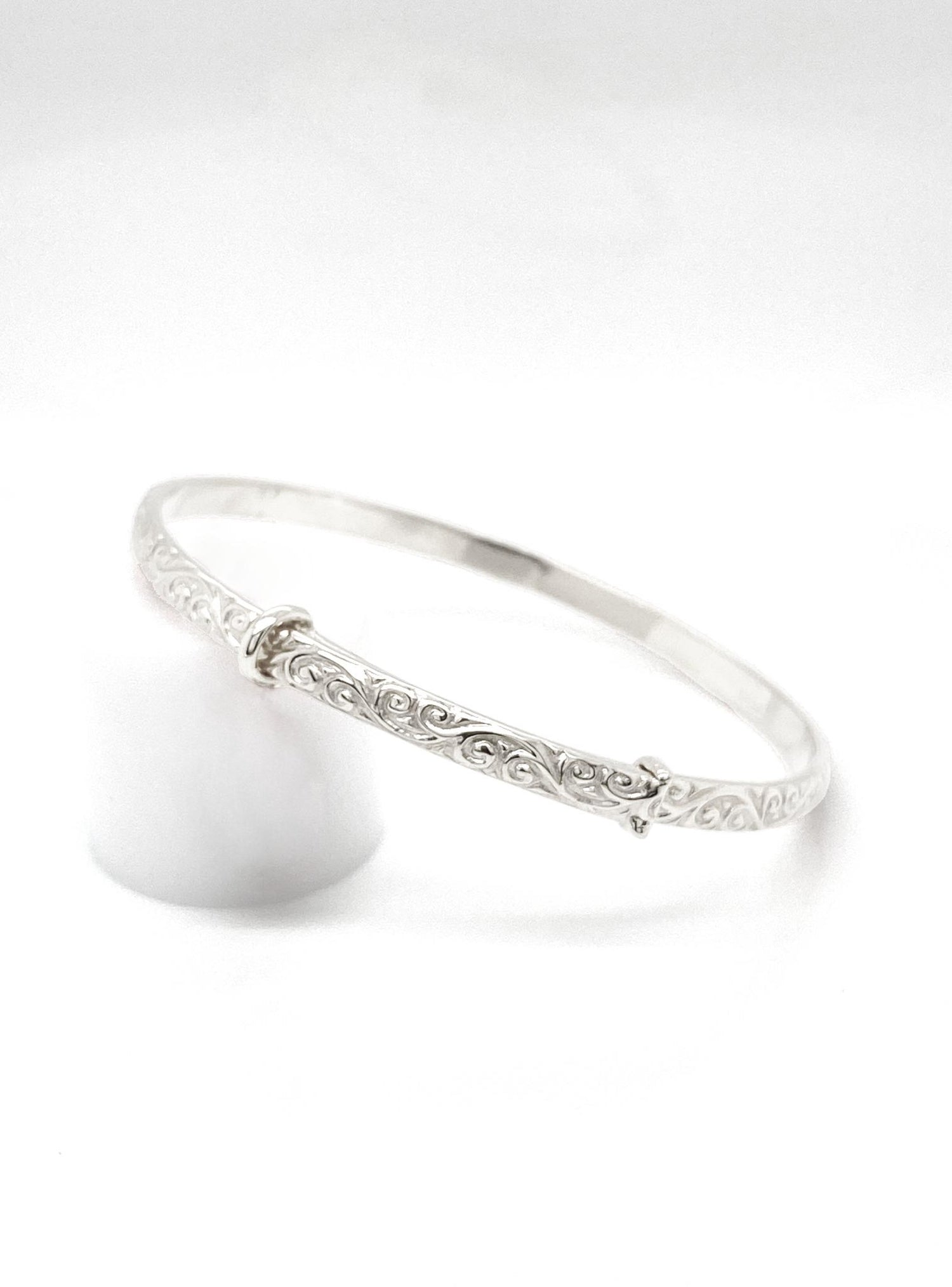 Baby - Adult Filigree 4mm Expanding Bangle in Sterling Silver