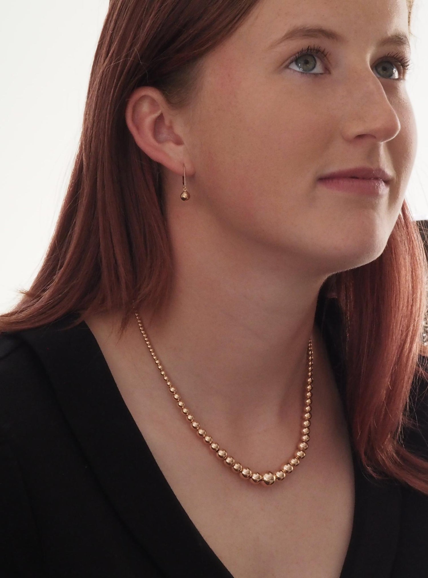 Spherical 4mm Ball Bead Earrings in 14k Rolled Rose Gold