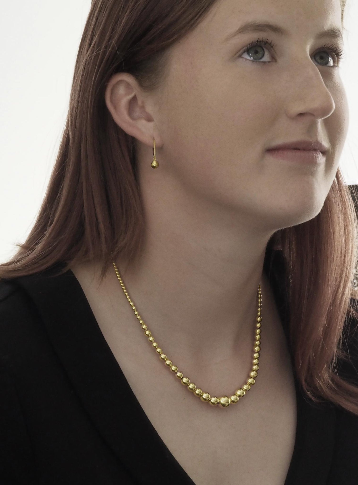 Spherical 4mm Ball Bead Earrings in 14k Rolled Gold
