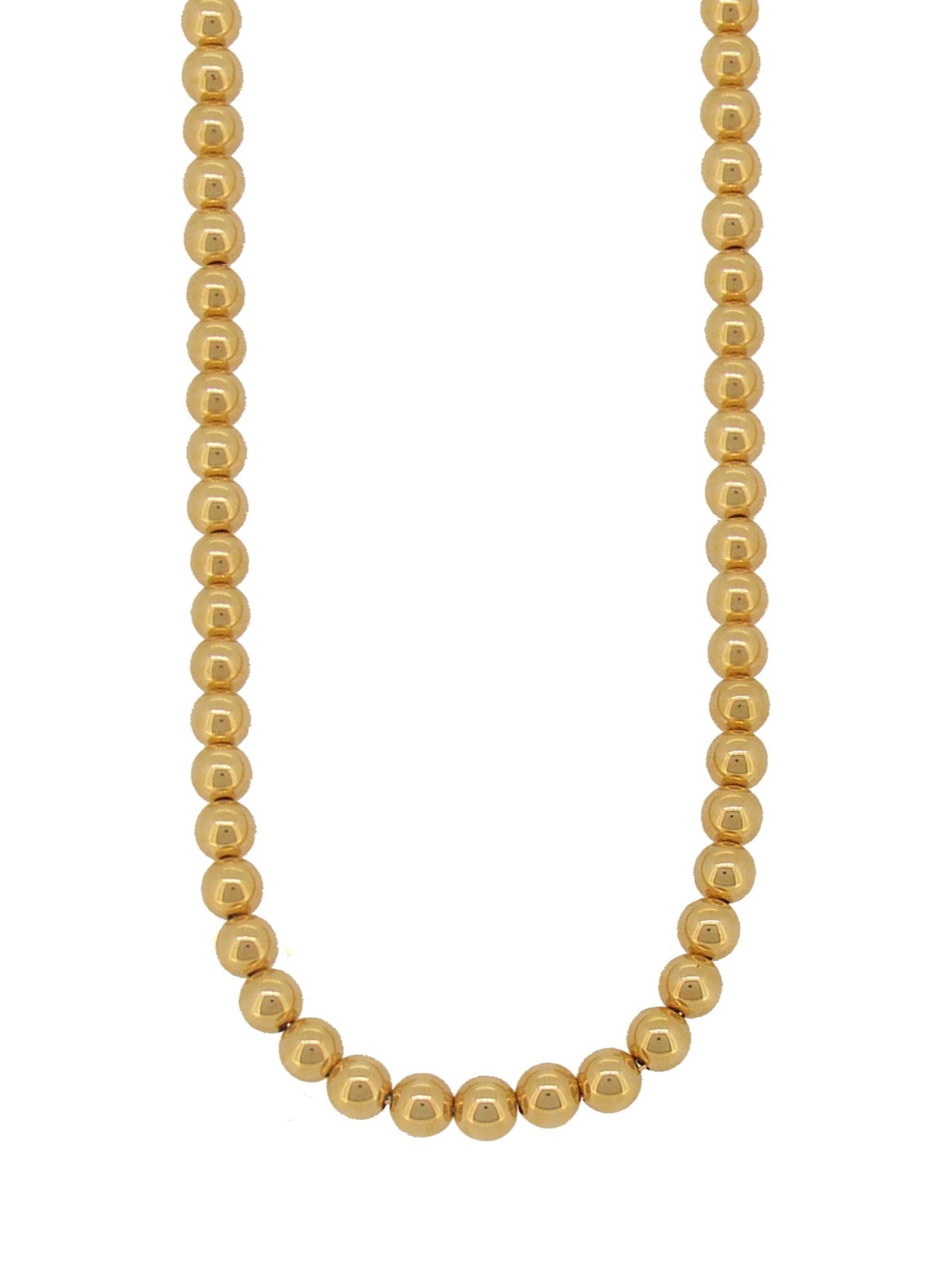 Spherical 5mm Ball Bead Necklace in 14k Rolled Gold