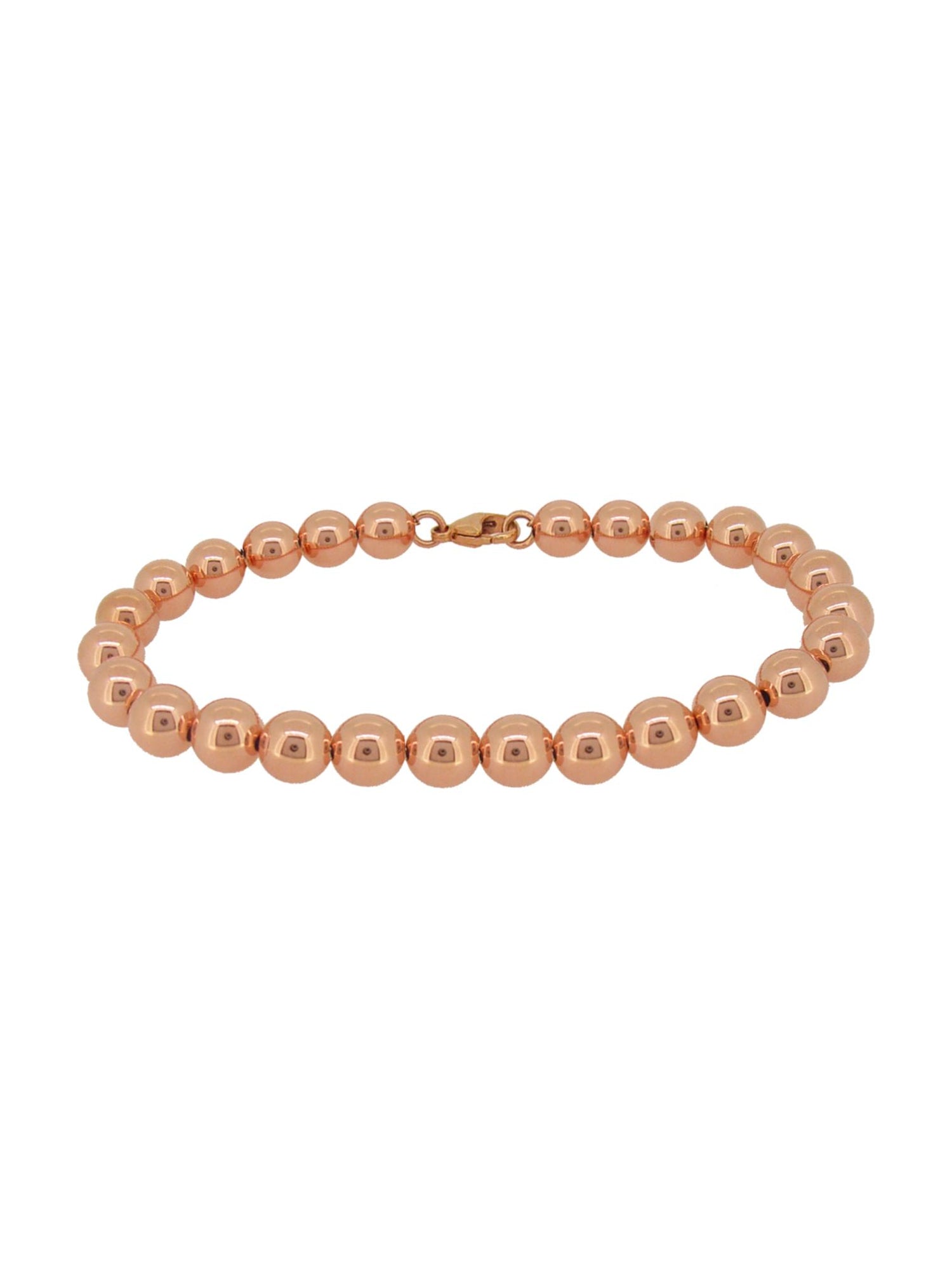 Spherical 6mm Ball Bead Bracelet in 14k Rolled Rose Gold