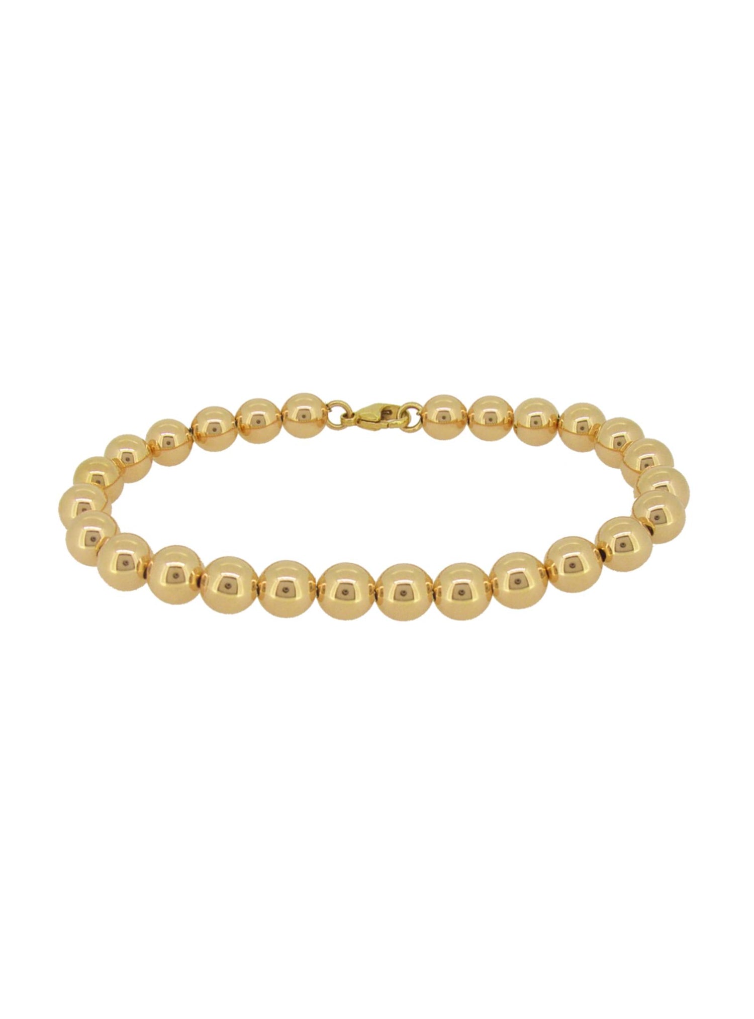 Spherical 6mm Ball Bead Bracelet in 14k Rolled Gold