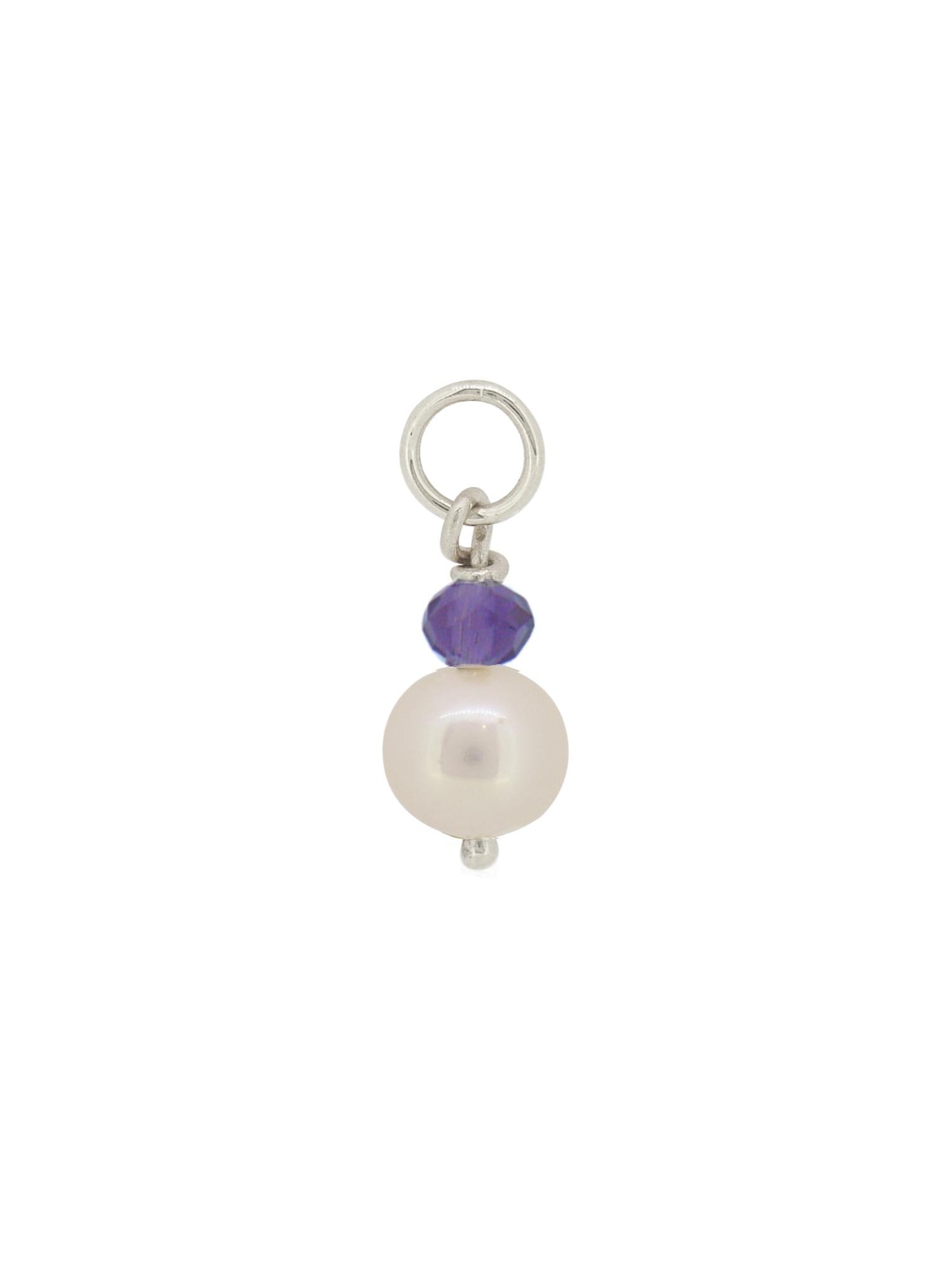 Coco Pearl and Amethyst Drop Charm in Sterling Silver