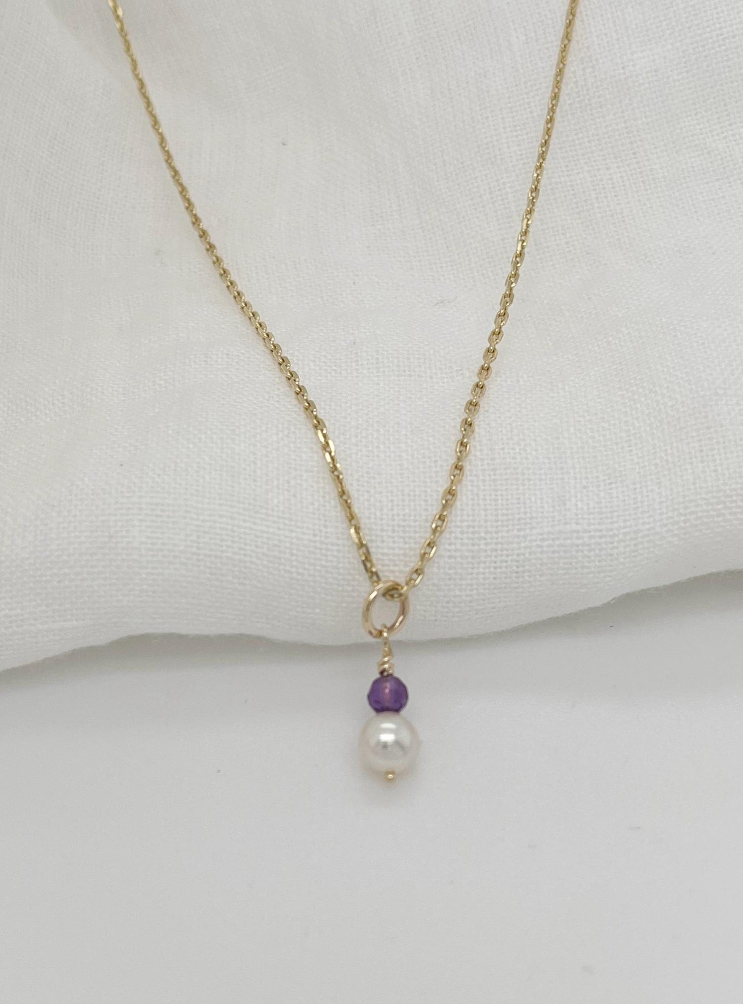Coco Pearl and Amethyst Drop Charm in 9ct Gold