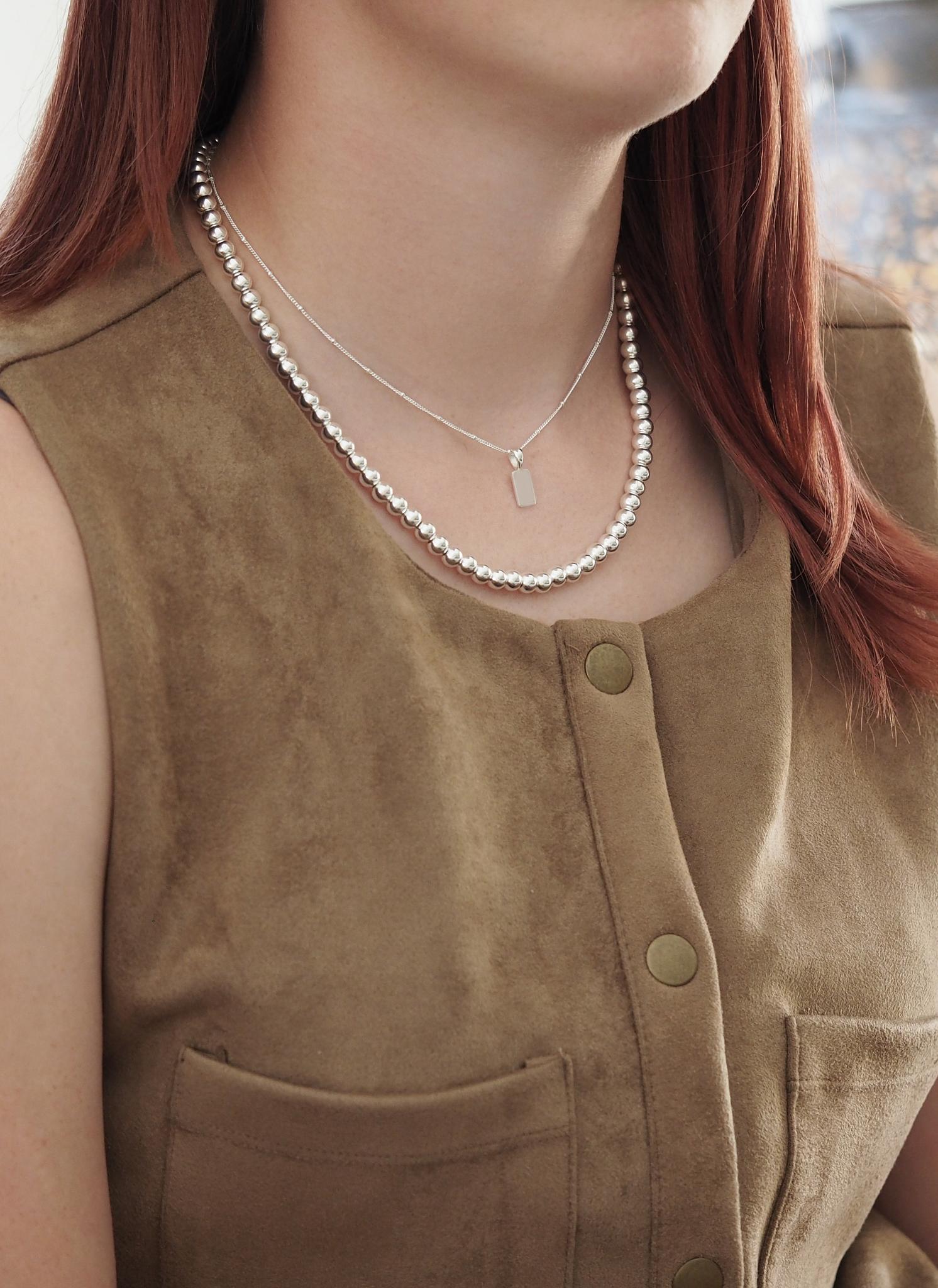 Spherical 6mm Ball Bead Necklace in Sterling Silver