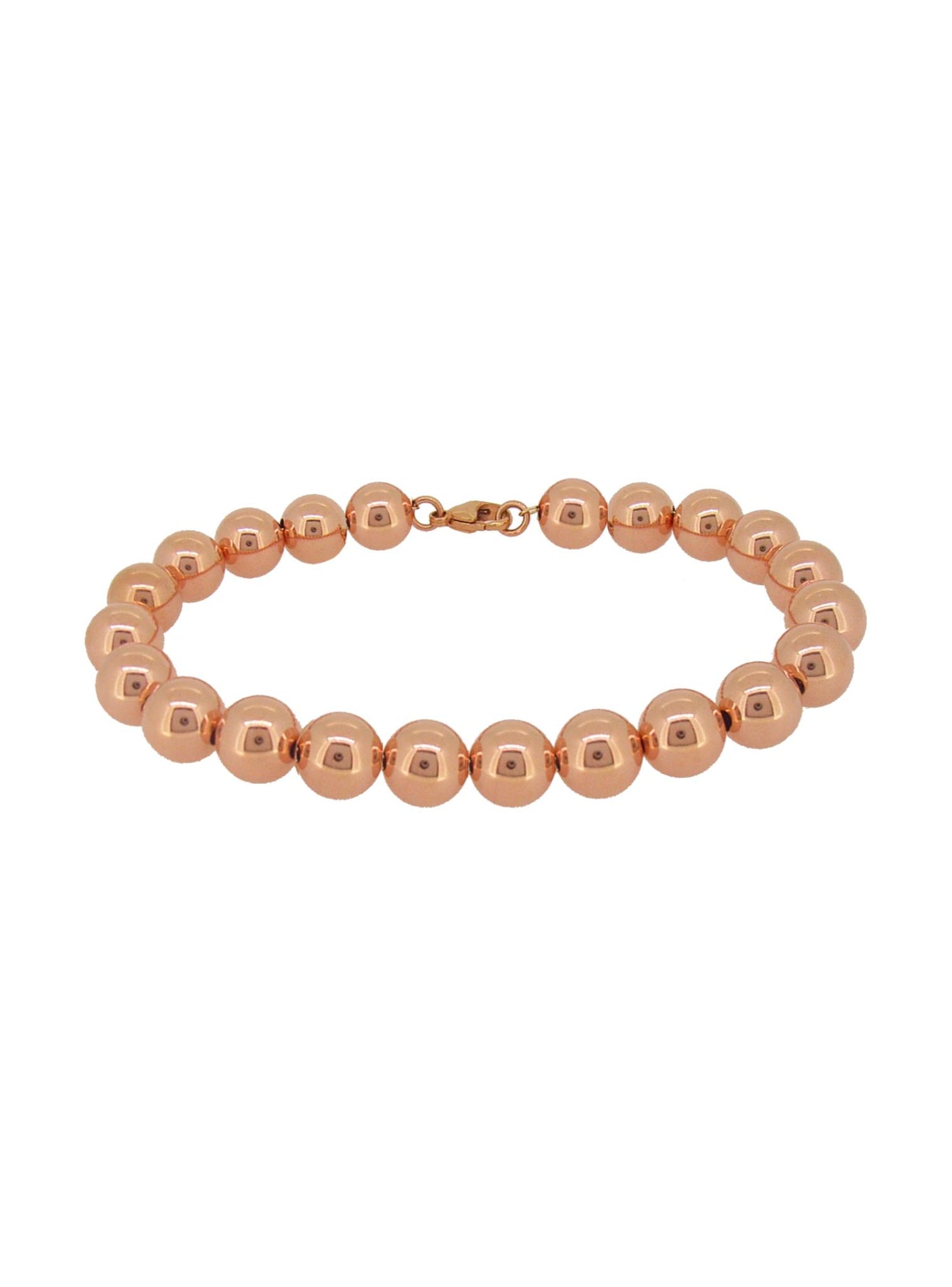 Spherical 7mm Ball Bead Bracelet in 14k Rolled Rose Gold