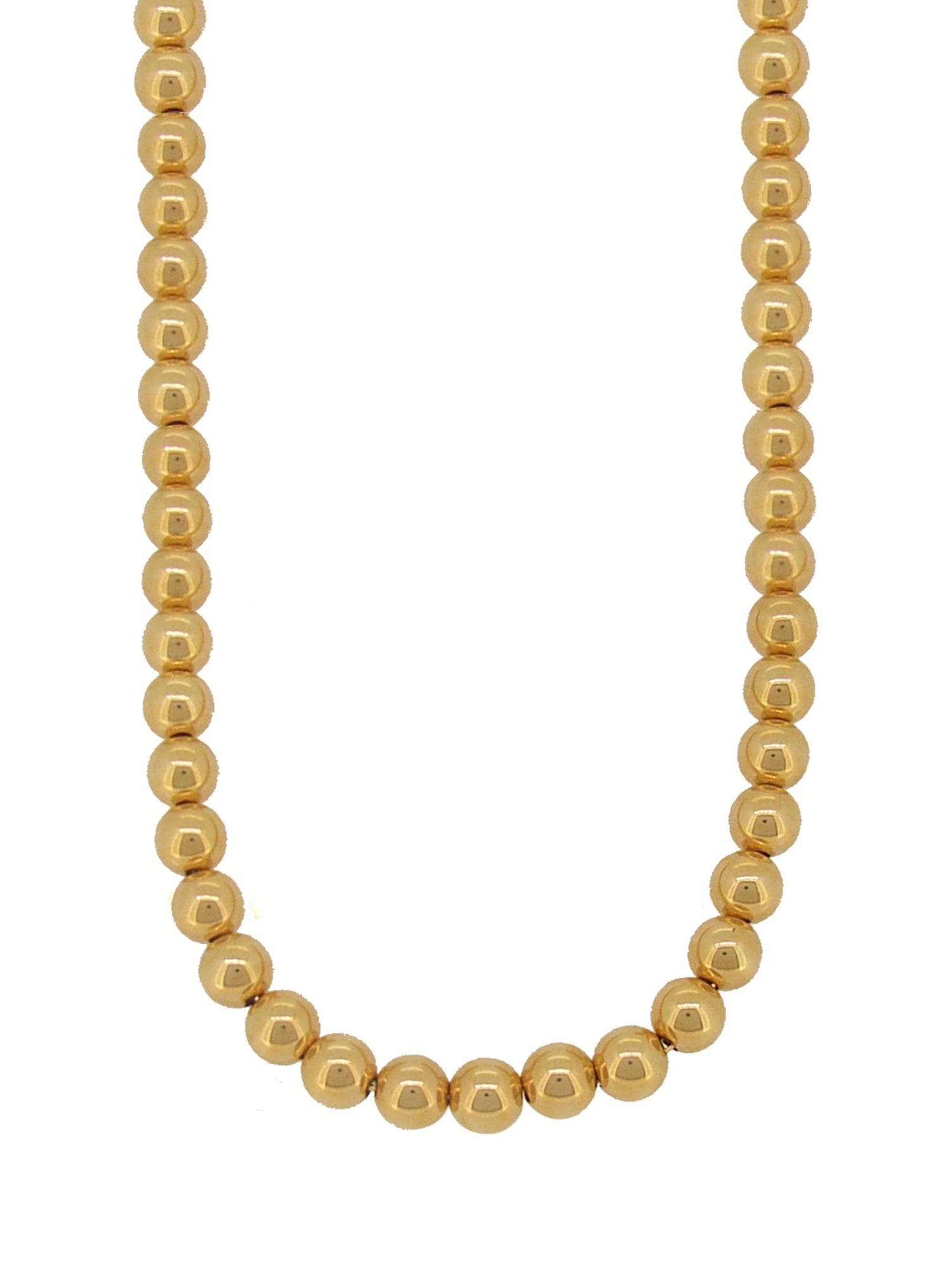 Spherical 7mm Ball Bead Necklace in 14k Rolled Gold