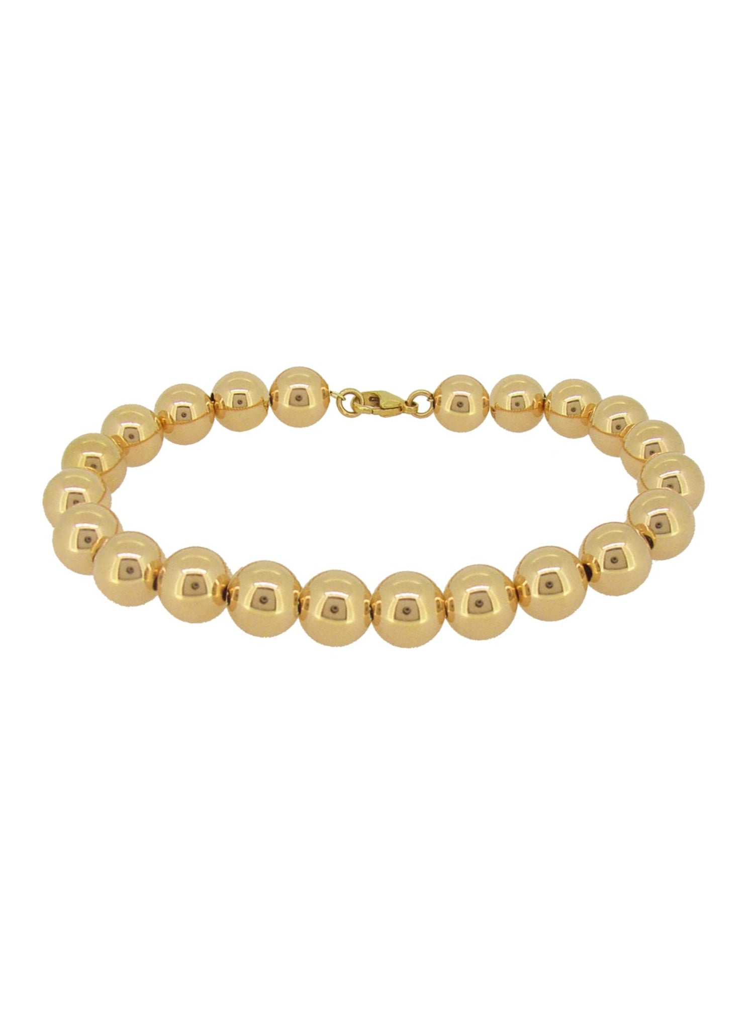 Spherical 8mm Ball Bead Bracelet in 14k Rolled Gold