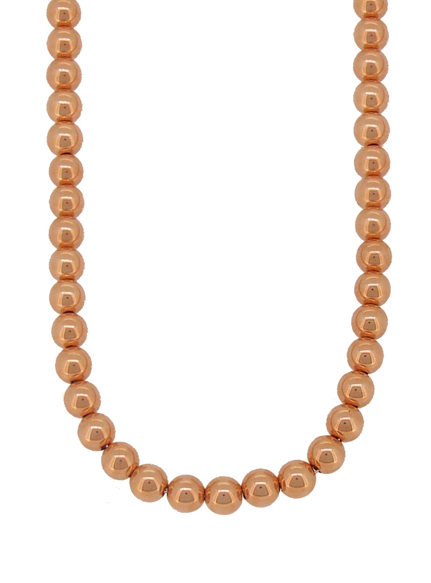 Spherical 8mm Ball Bead Necklace in 14k Rolled Rose Gold